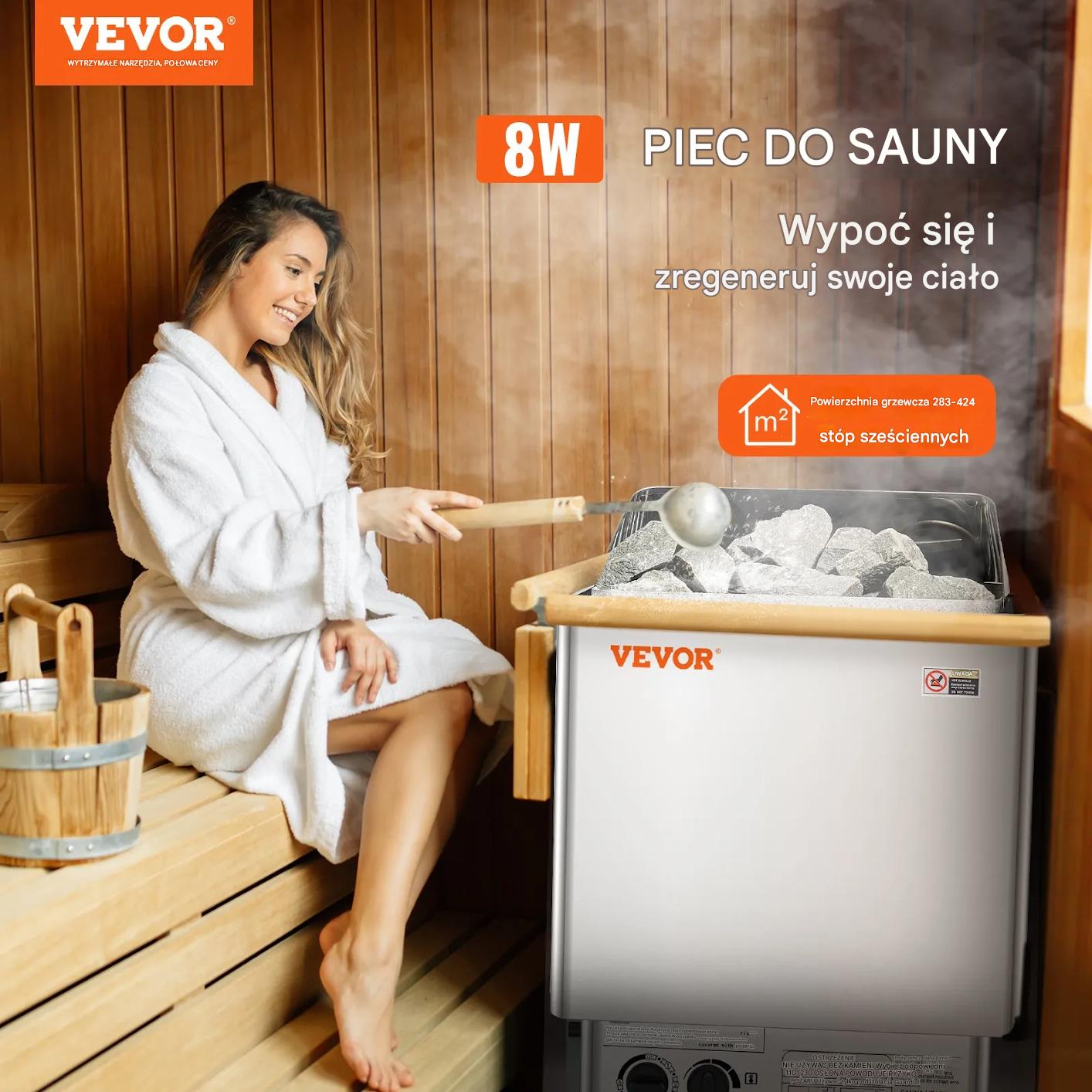 Piec do sauny 8kW elektryczny 400V z timerem stal nierdzewna do SPA - obrazek 3