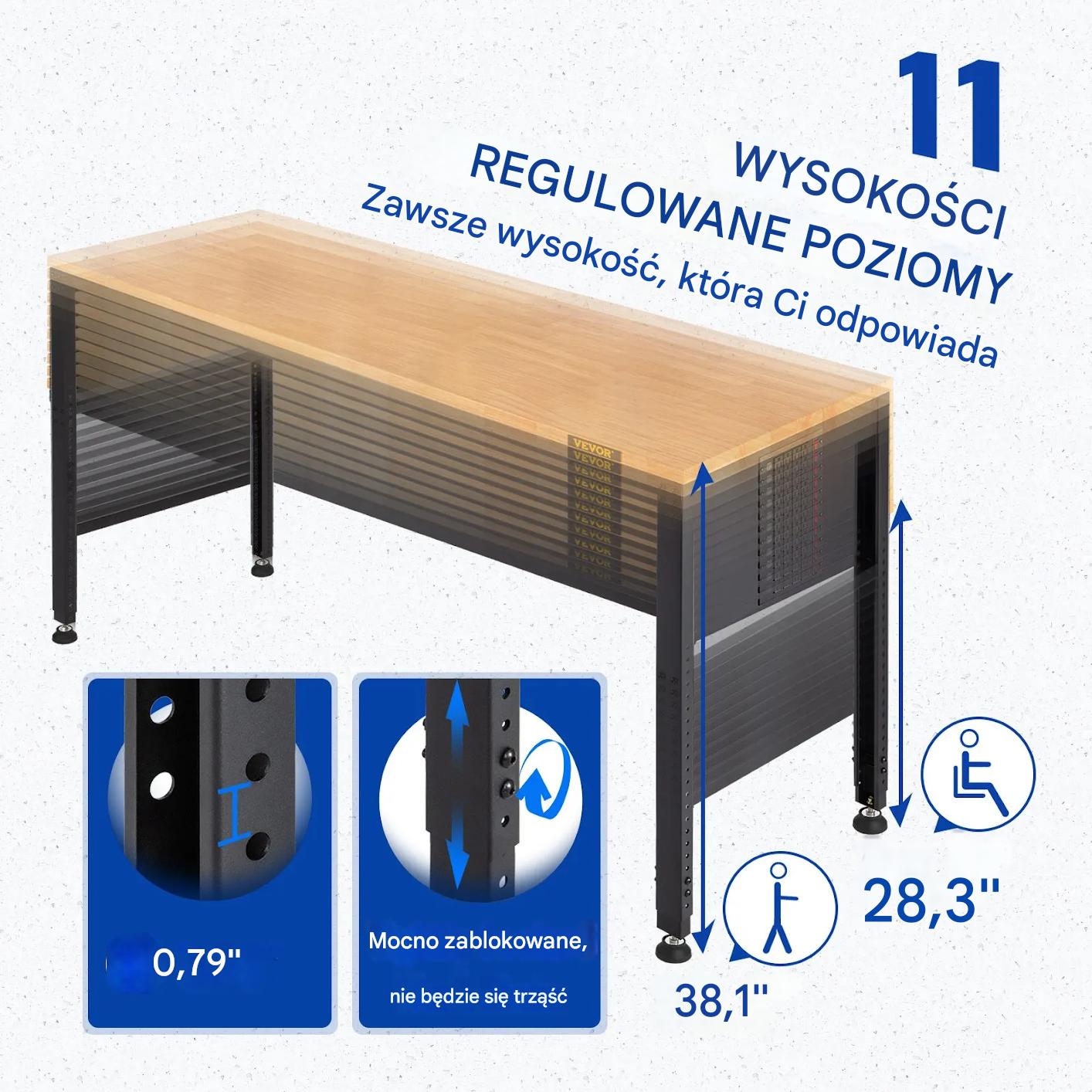 Stół roboczy warsztatowy garażowy 122x51x97cm - obrazek 5