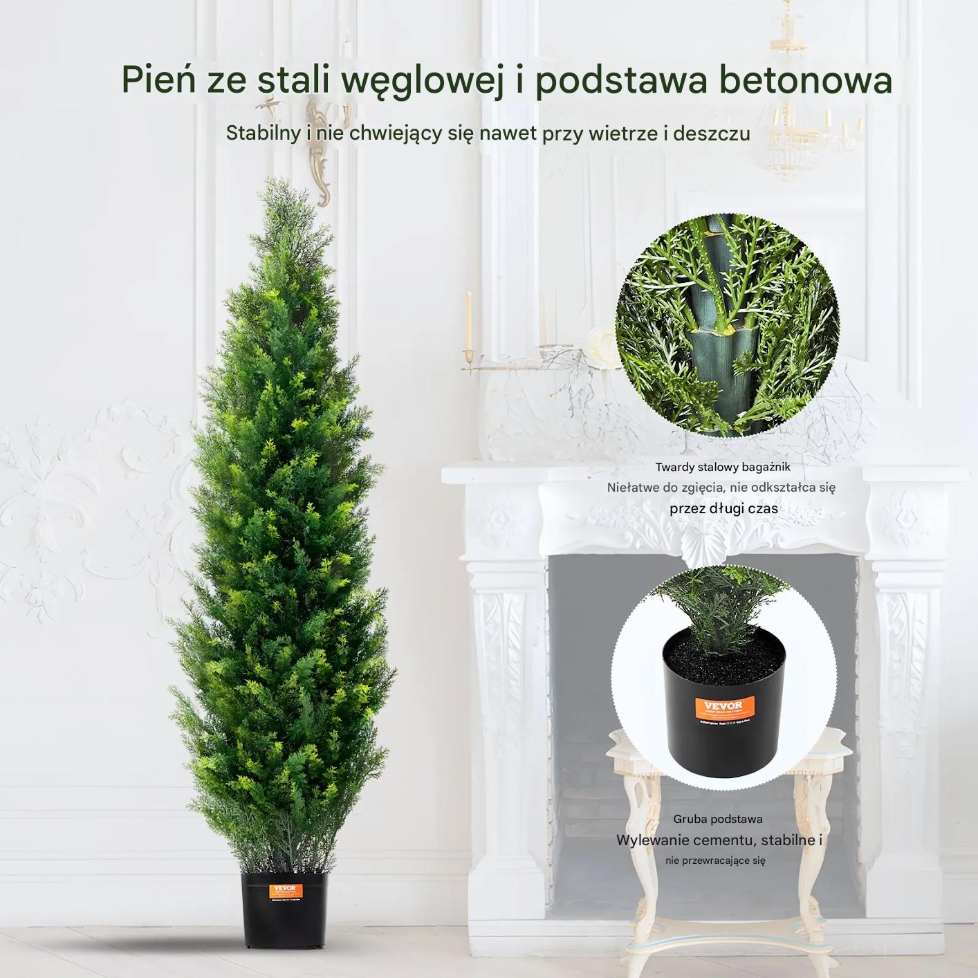 Sztuczna tuja 152cm 2szt UV na zewnątrz cedr donica dekoracja ogród balkon - obrazek 4