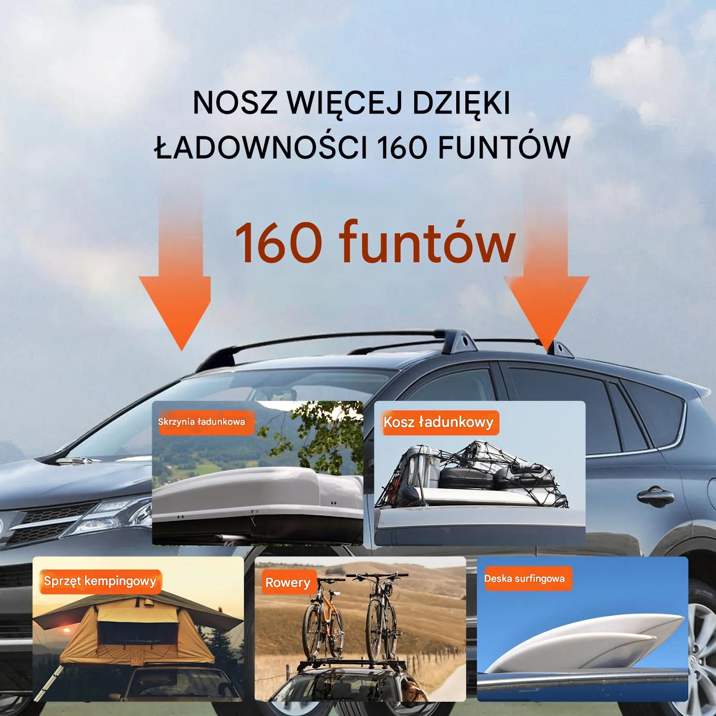 Uchwyty relingi dachowe Rav4 2019-23 aluminiowe z zamkiem 118 kg bagaż - obrazek 4