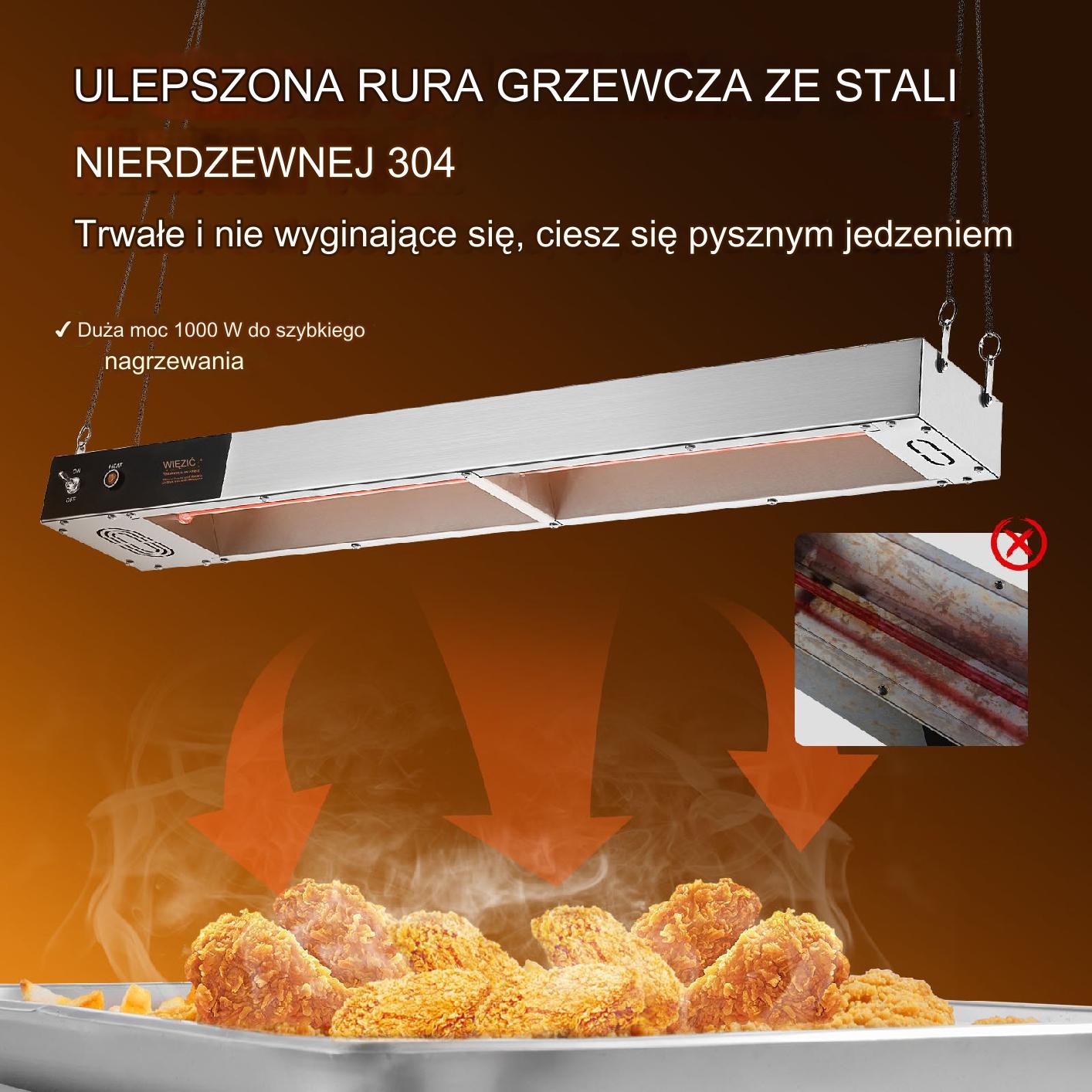 Lampa do podgrzewania żywności gastronomiczna 850W 91.5cm - obrazek 3