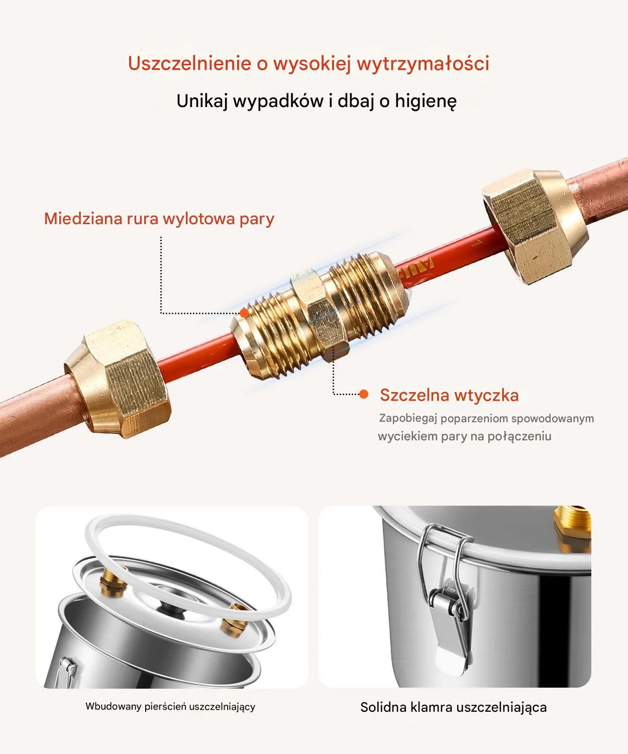 Destylator alkoholu 19L z pompą stal nierdzewna do whisky i wina - obrazek 7