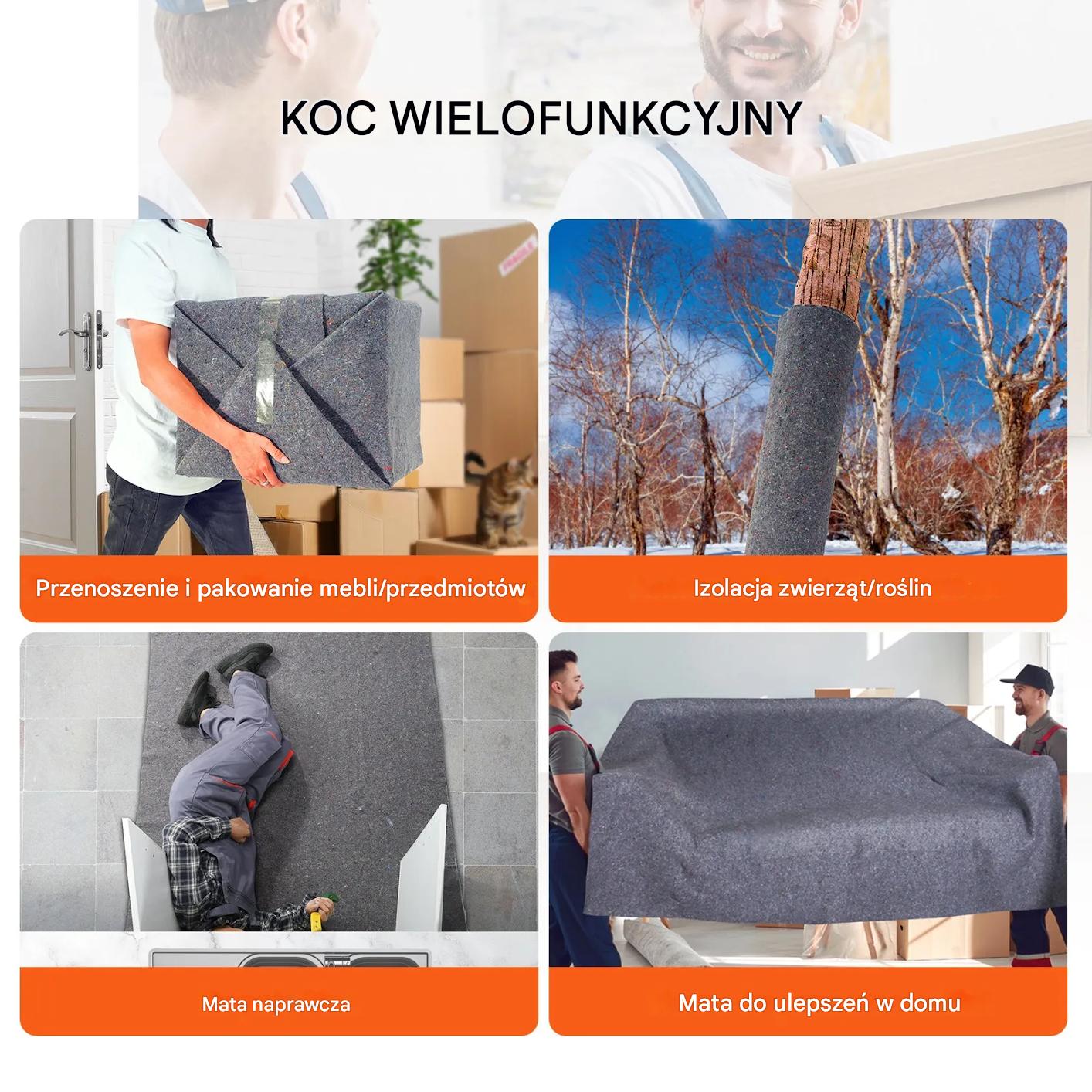 Koce transportowe do przeprowadzki 182x137 cm grube 12 szt ochrona mebli - obrazek 7