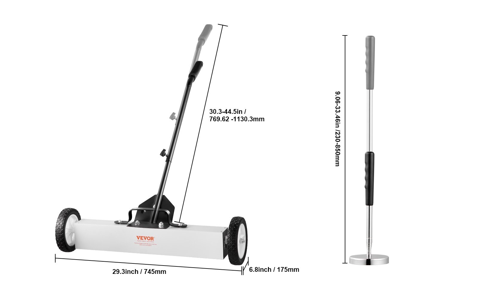 Zamiatarka magnetyczna 61cm na kółkach teleskopowa do śrub - obrazek 2