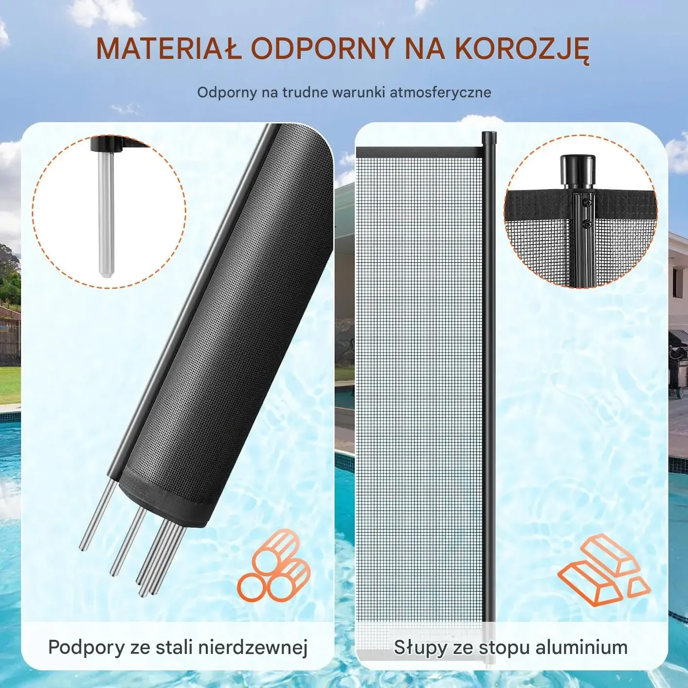 Ogrodzenie basenowe ochronne 1,2x3,7m demontowalne dla dzieci - obrazek 3