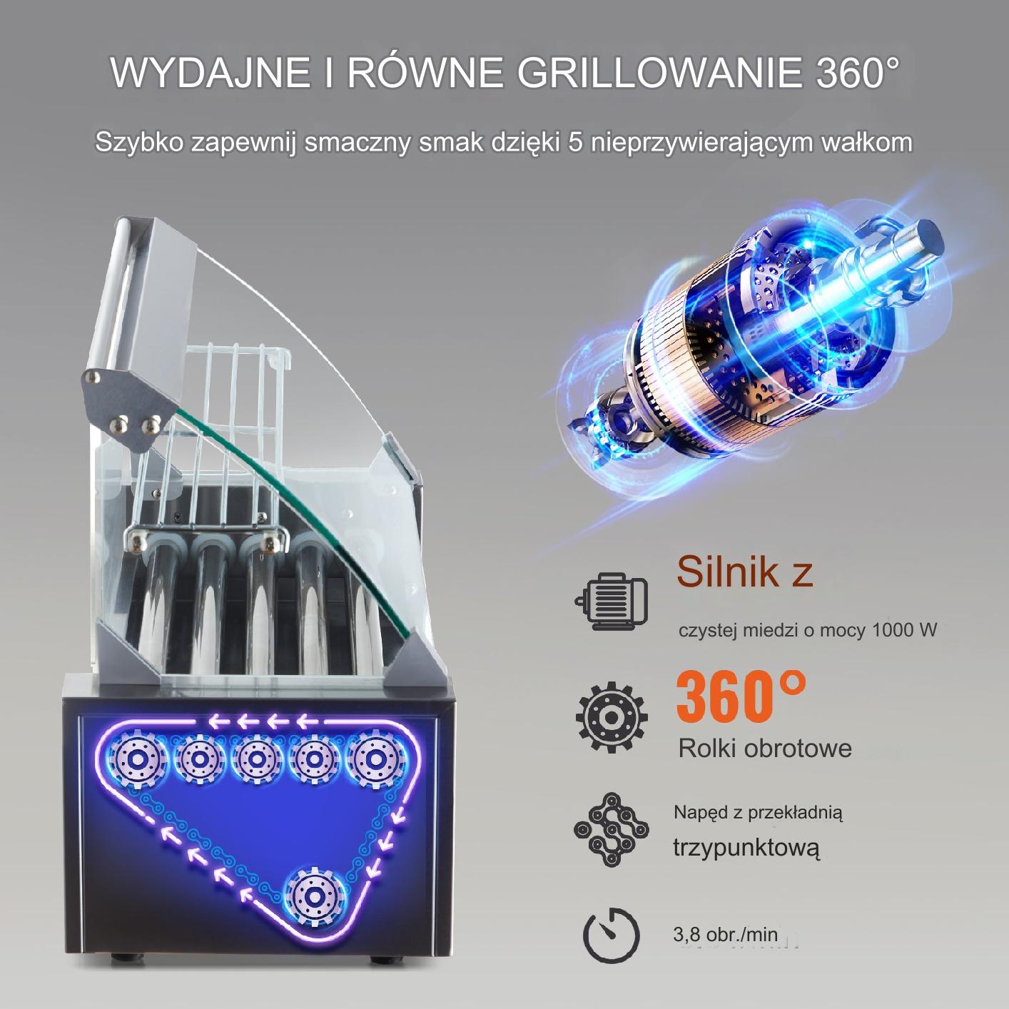 Grill Rolkowy do Hot Dogów – 5 Rolków 12 Parówek - obrazek 5