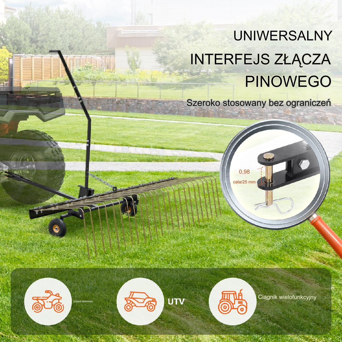 Wertykulator ciągniony 152 cm do traktorka kosiarki ATV 24 zęby - obrazek 6