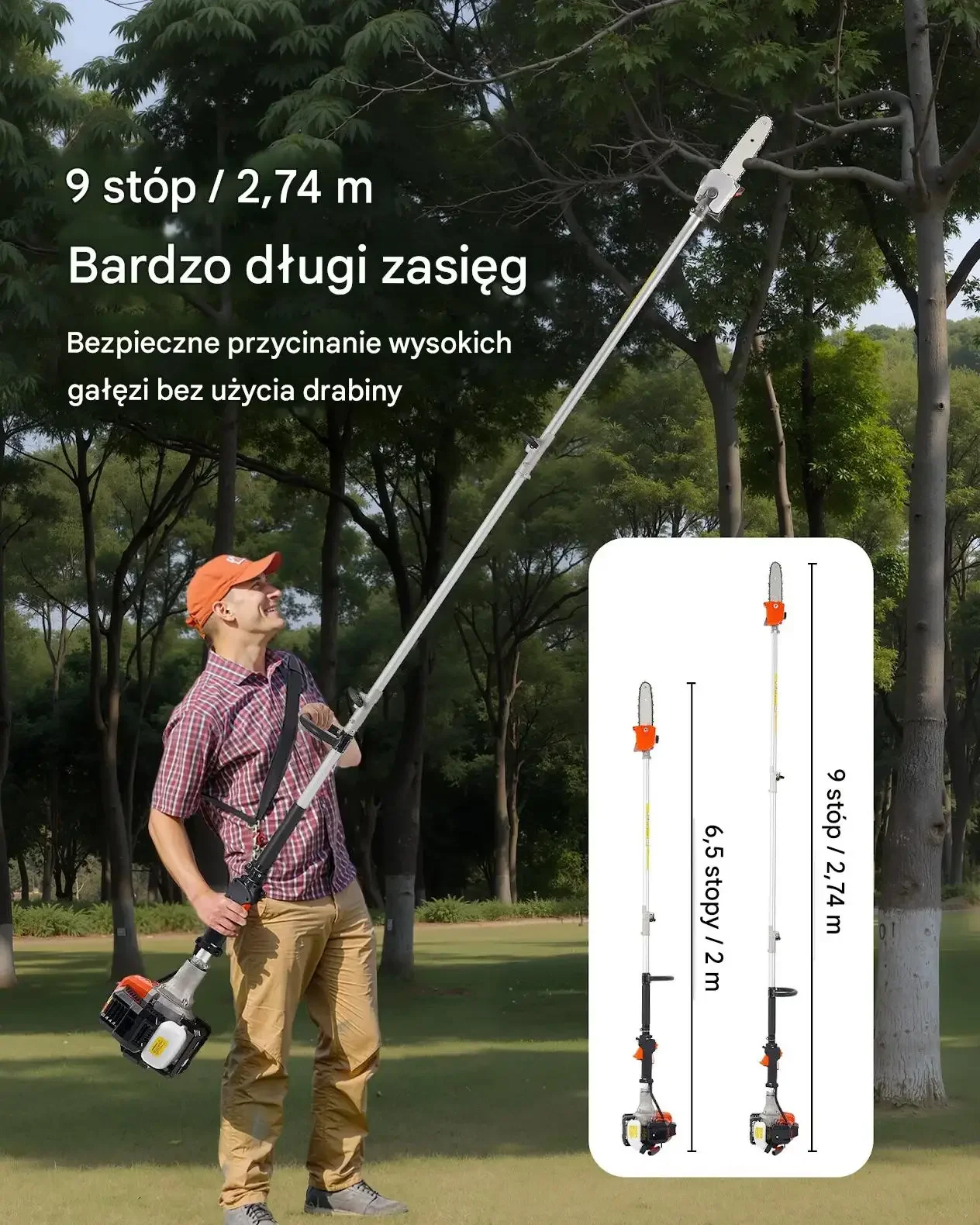 Piła spalinowa na wysięgniku 25CC 20 cm teleskopowa do przycinania drzew - obrazek 6