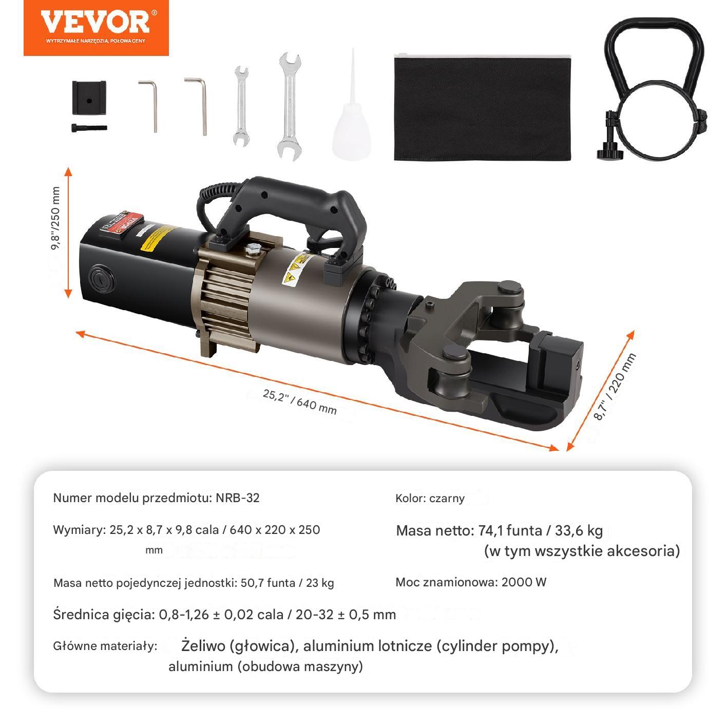 Elektryczna hydrauliczna giętarka do rur 2000W 20-32mm - obrazek 2