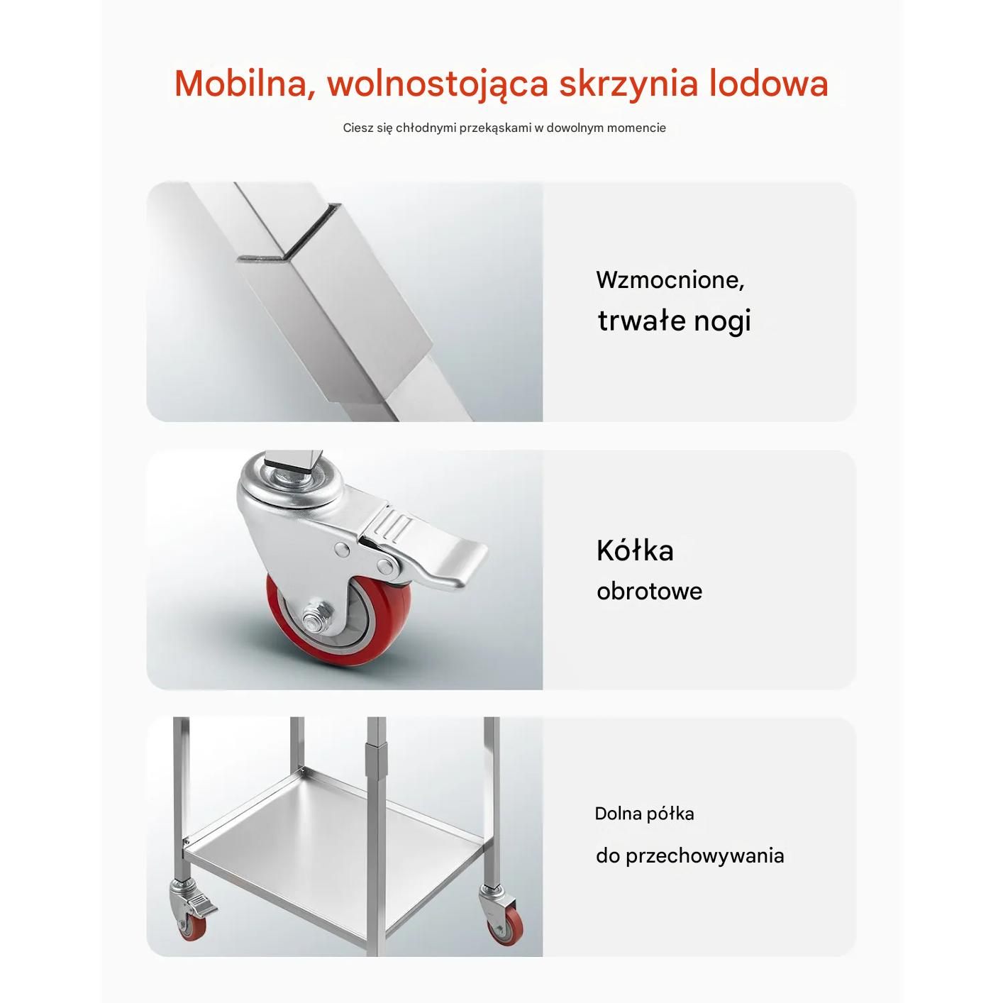Lodówka mobilna 28 L stalowa na kółkach - cooler na patio i imprezy plenerowe - obrazek 7