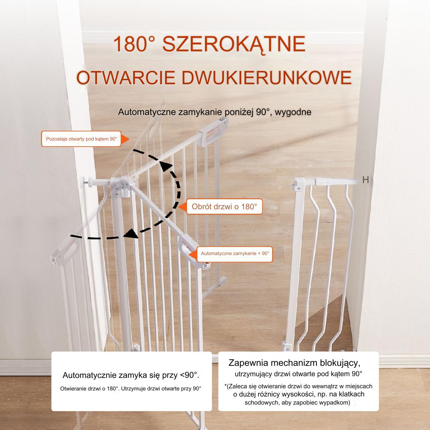 Bramka zabezpieczająca na drzwi, schody 74,9 - 134,6 cm - obrazek 4