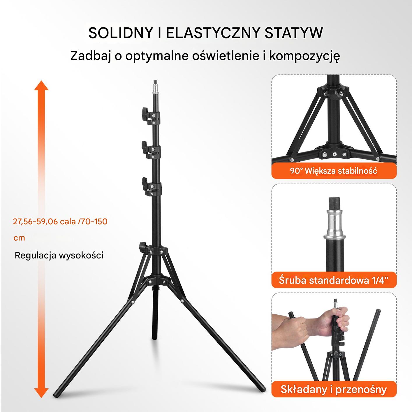 Lampa studyjna led 45W + softbox 40x40cm + statyw + futerał - obrazek 5