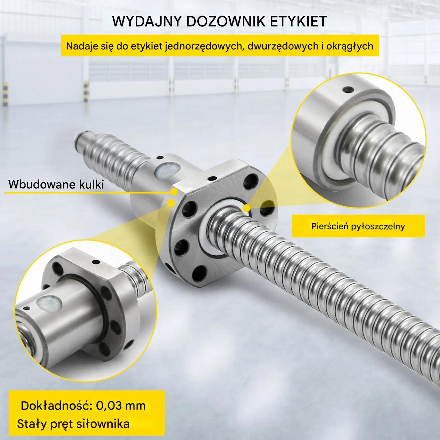 Śruba kulowa z nakrętką RM1605 1000mm z podporami BF12 BK12 i sprzęgłem CNC - obrazek 5