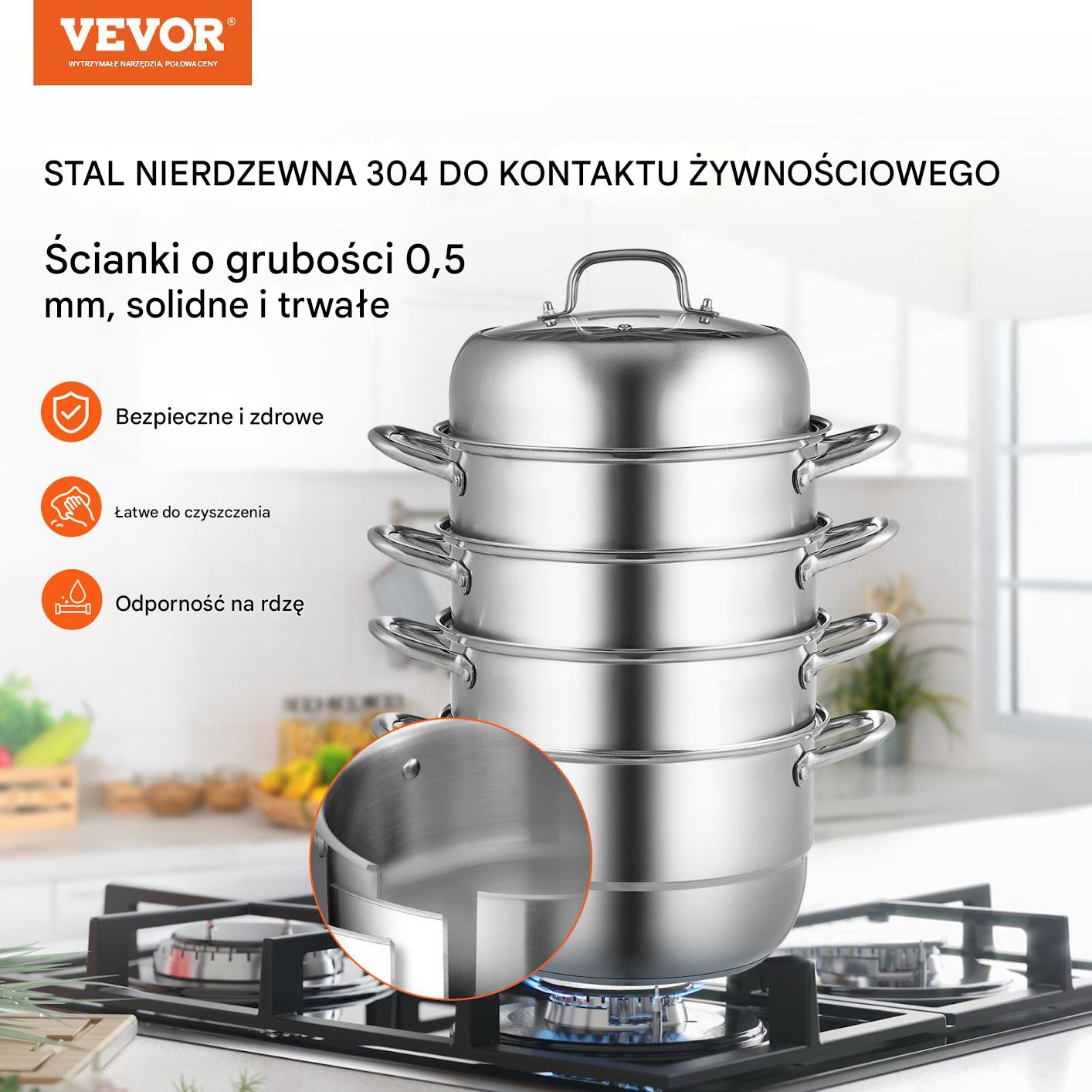 PAROWAR GARNEK do gotowania na parze gastronomiczny 5 poziomów 30 cm - obrazek 2