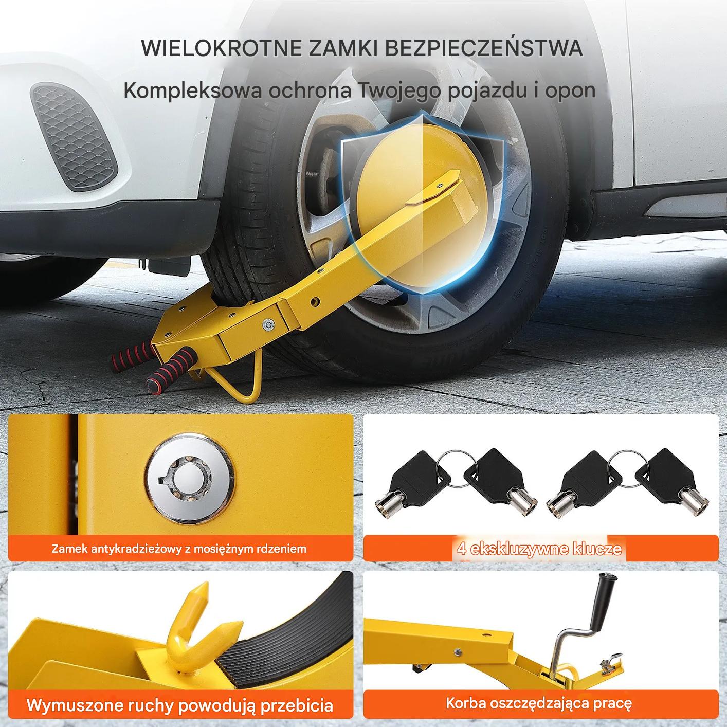 Blokada antykradzieżowa zabezpieczenie koła samochodu auta przyczepki 2szt - obrazek 6