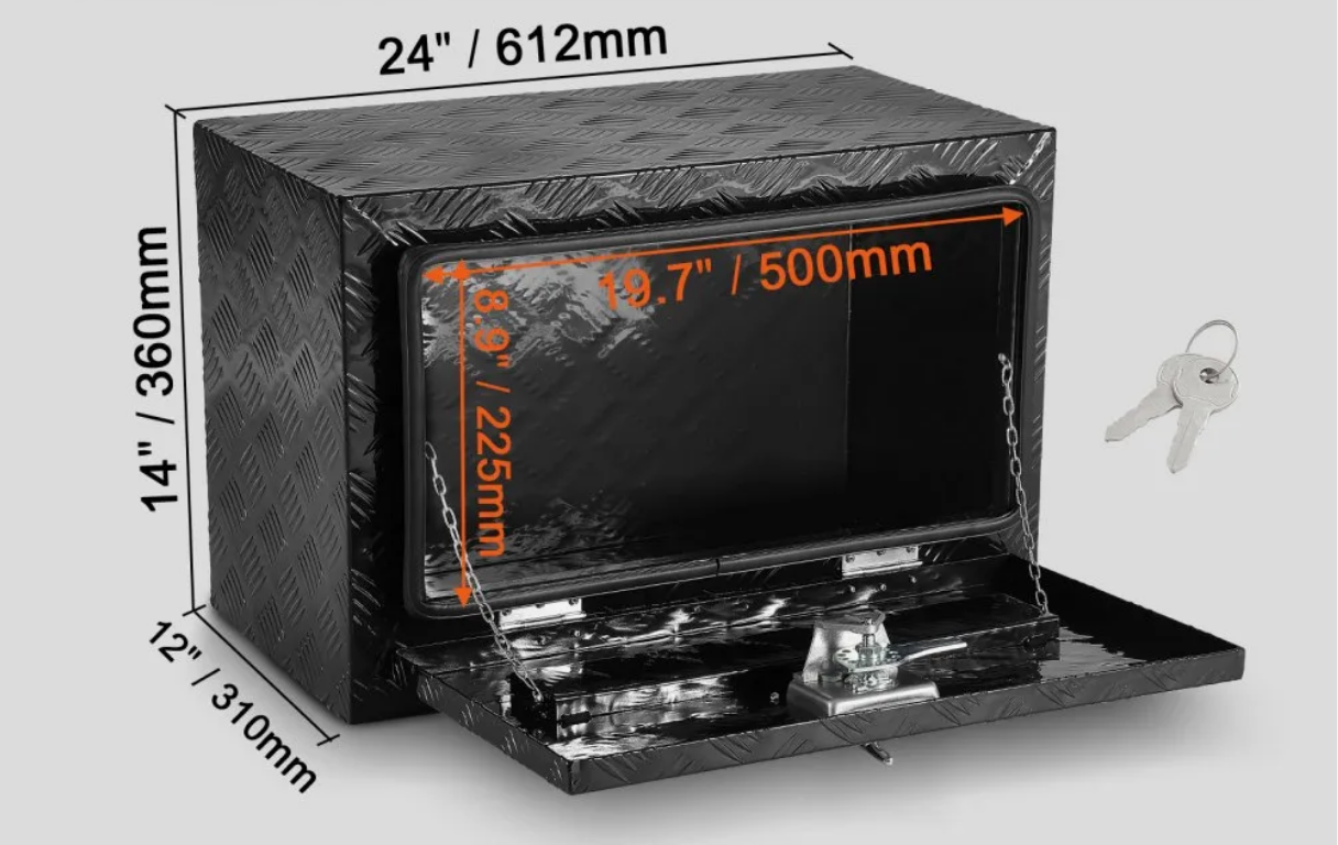 Skrzynia narzędziowa podwoziowa aluminiowa 61×30×36cm wodoodporna zamek - obrazek 2