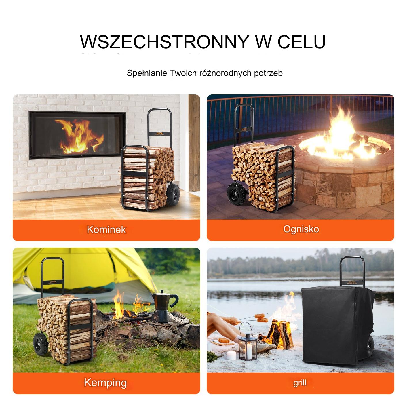 STOJAK KOSZ WÓZEK NA DREWNO KOMINKOWE 67 x 52 x 110 cm - obrazek 5