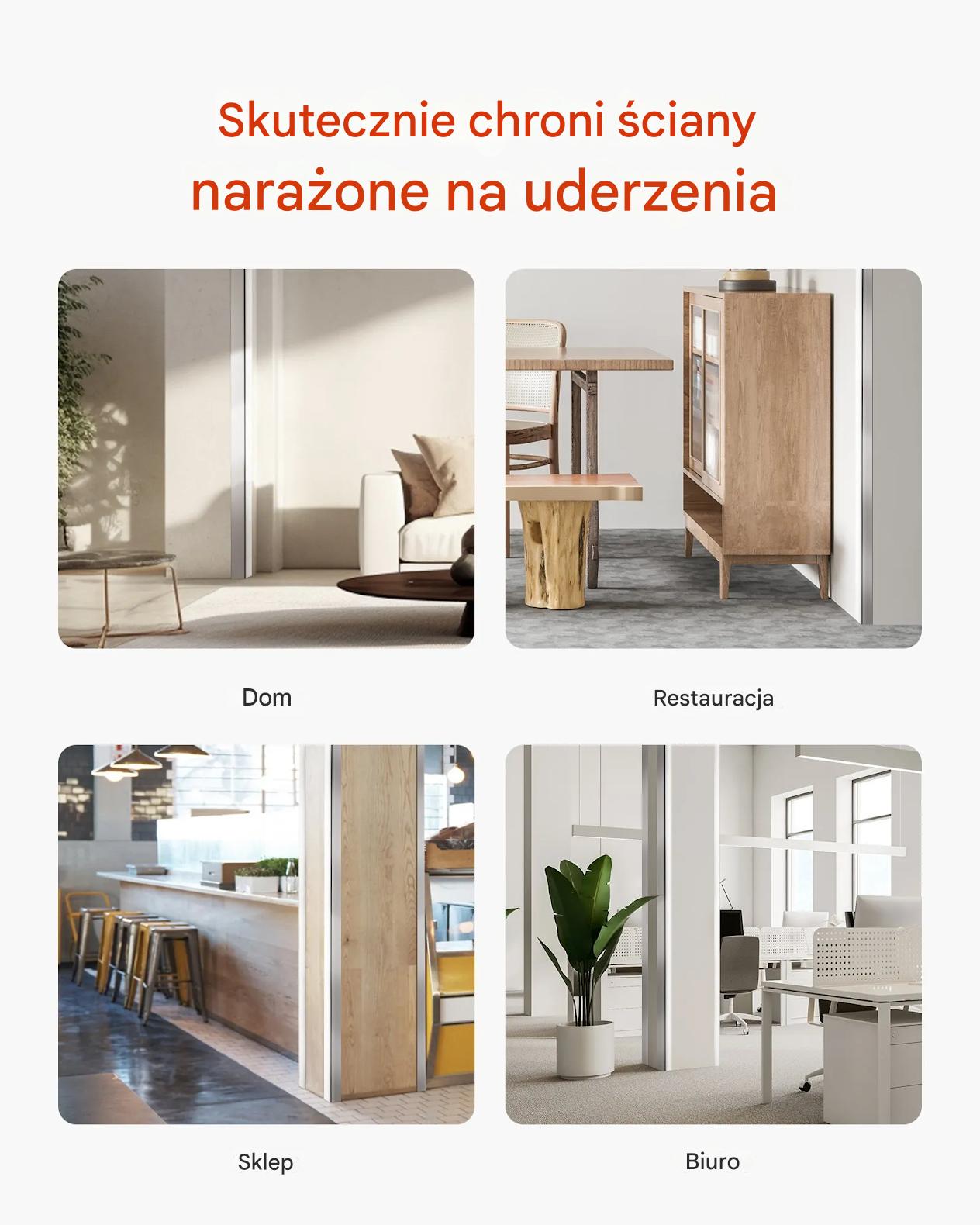 Narożnik ścienny aluminiowy 50x50mm 12szt taśma 3M ochrona kąt ściany - obrazek 4