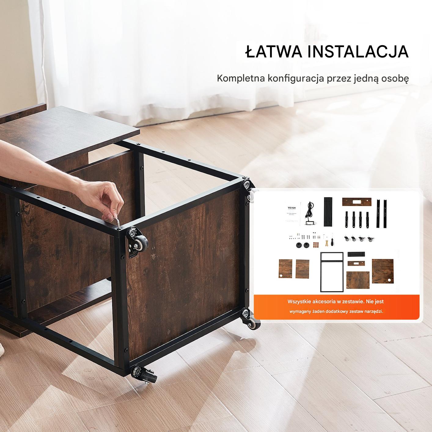 Stół do prasy termicznej 4-poziomowy mobilny stojak brązowy - obrazek 6