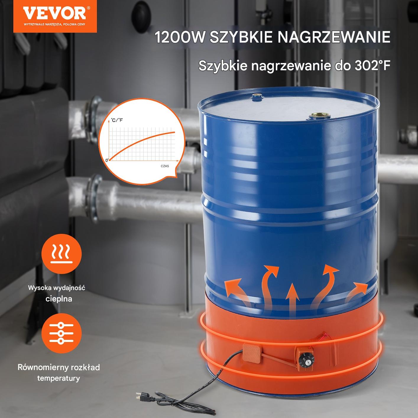 Ogrzewacz do beczki 208 l 1200W 30–150°C pas grzewczy szer. 25 cm - obrazek 7