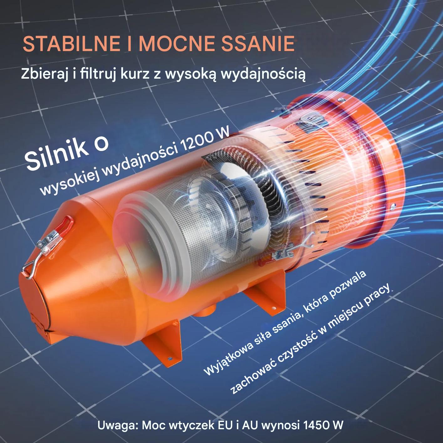 Odpylacz do piaskarki 1450W odciąg pyłu 6,8L do kabiny piaskarskiej - obrazek 4