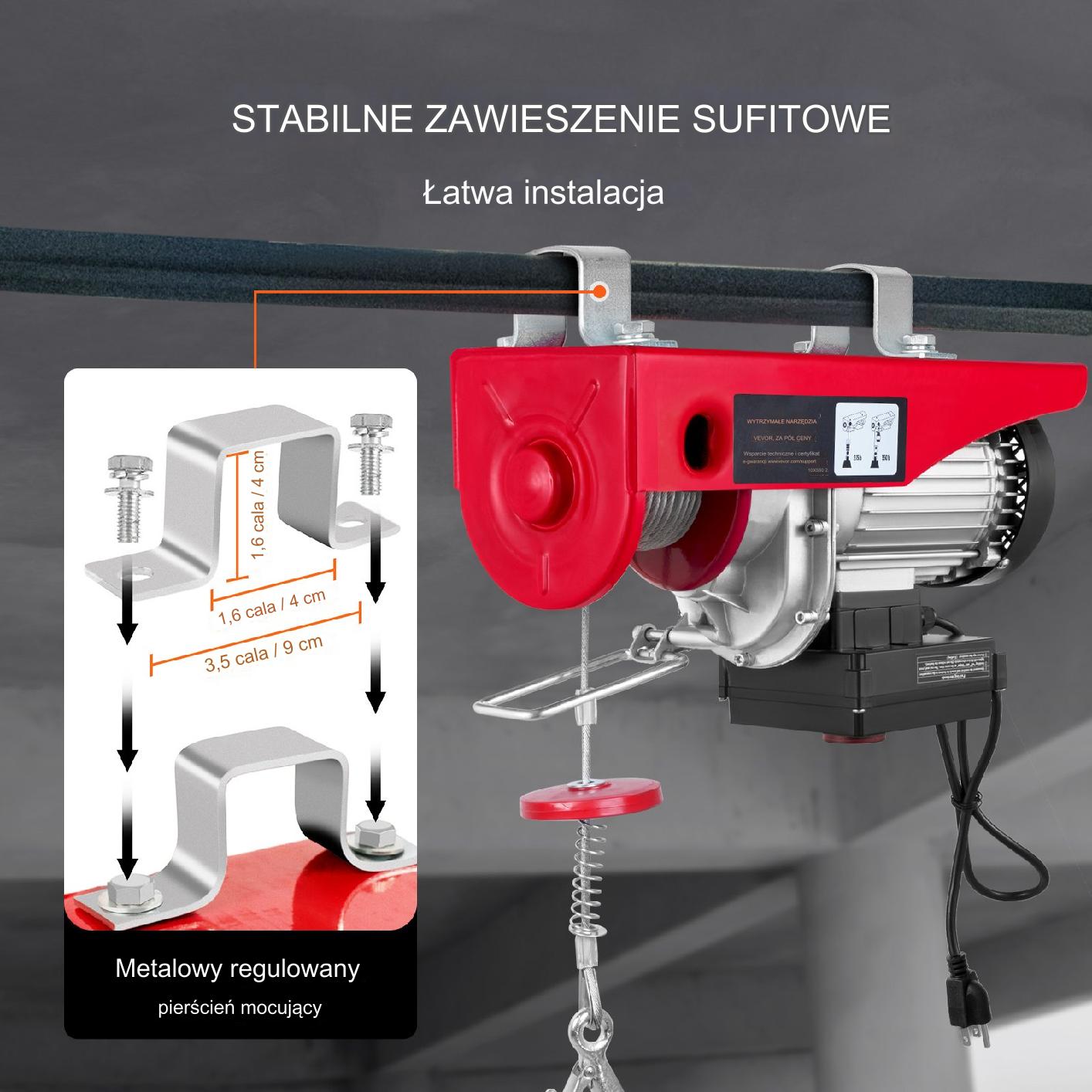 Elektryczna Wciągarka Sufitowa do Garażu 250 kg - obrazek 4
