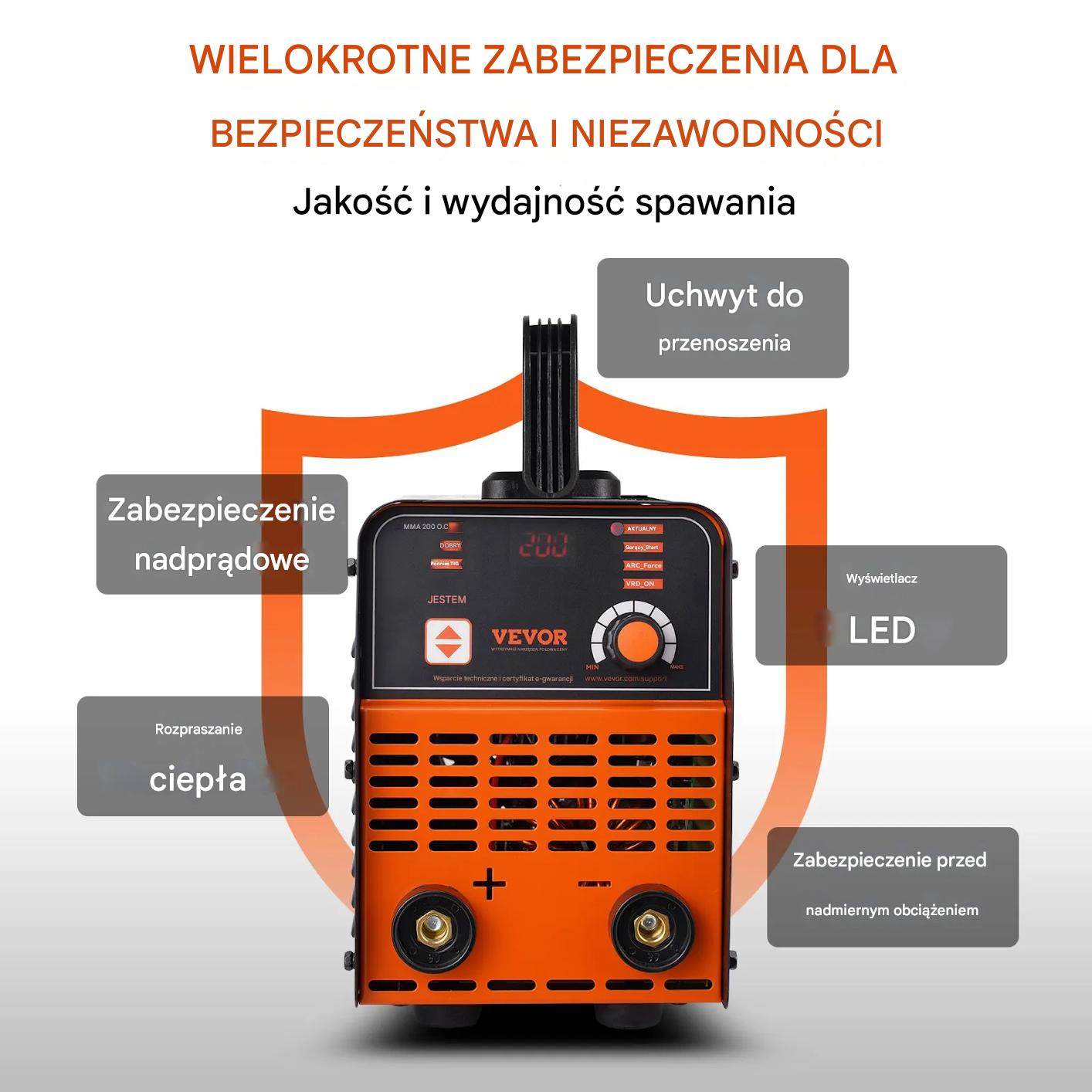 Spawarka inwertorowa 220V 200A MMA TIG LED przenośna z funkcją Hot Start - obrazek 7