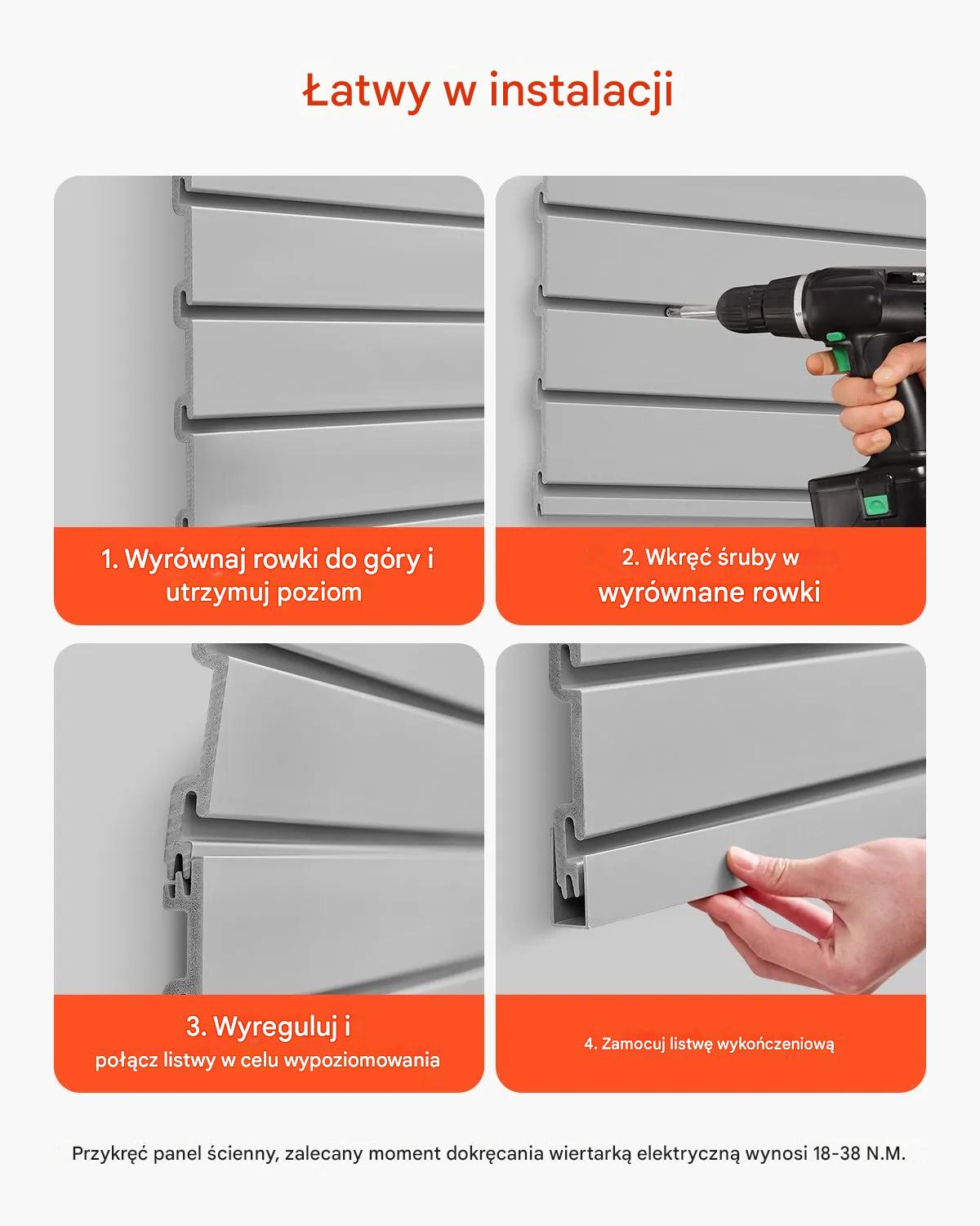 Panele ścienne PVC 120x120 cm modułowe szare do garażu i ekspozycji - obrazek 7