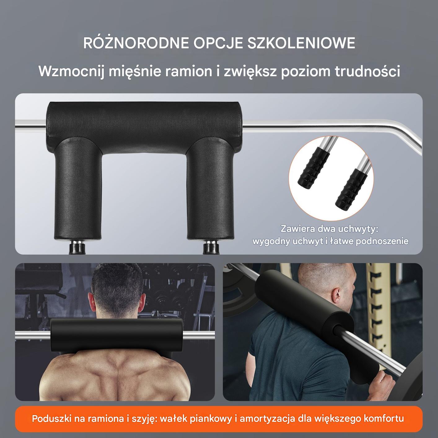 Gryf squat bar z ramionami 680 kg do przysiadów i fizjoterapii - obrazek 5