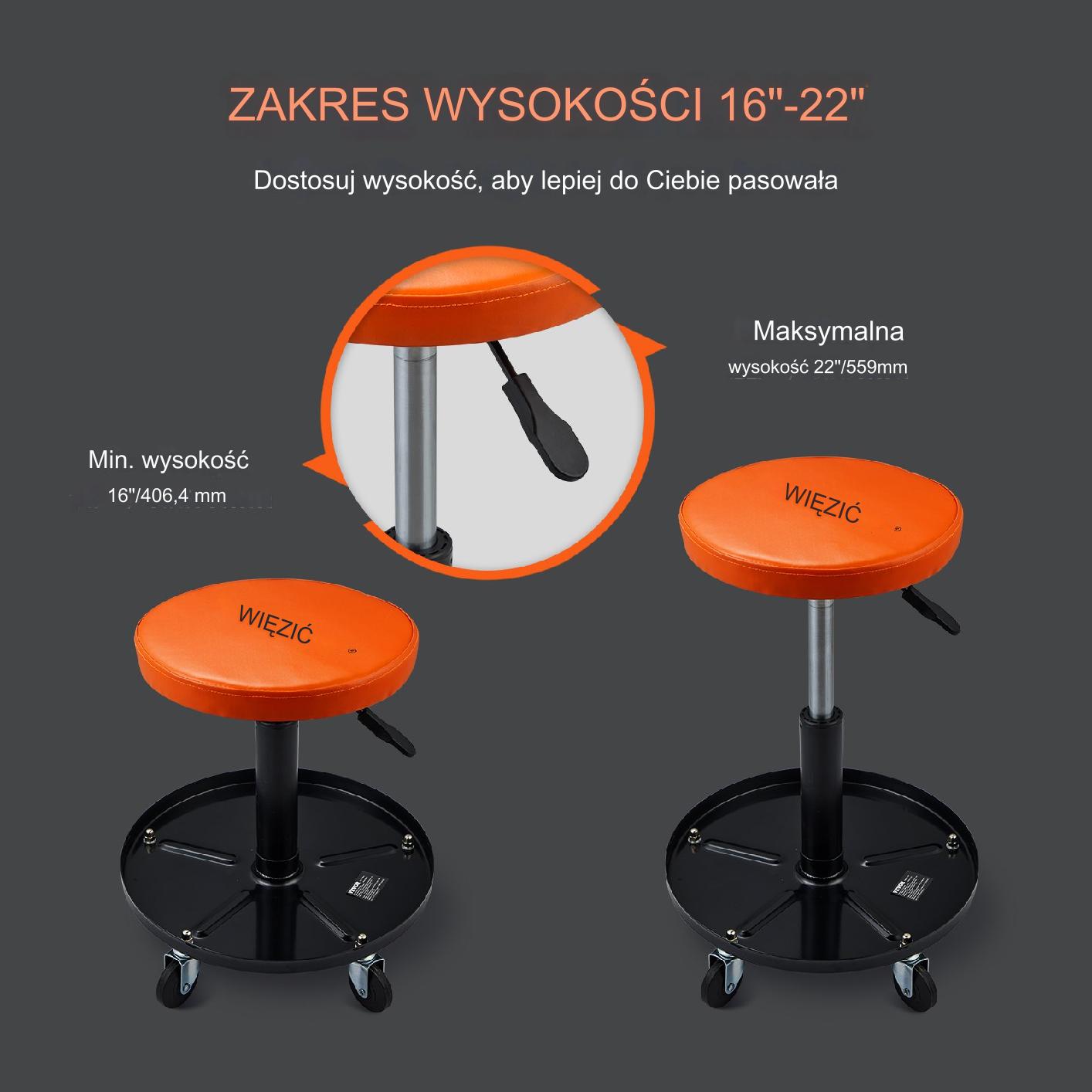 STOŁEK TABORET WARSZTATOWY NA KÓŁKACH - obrazek 3