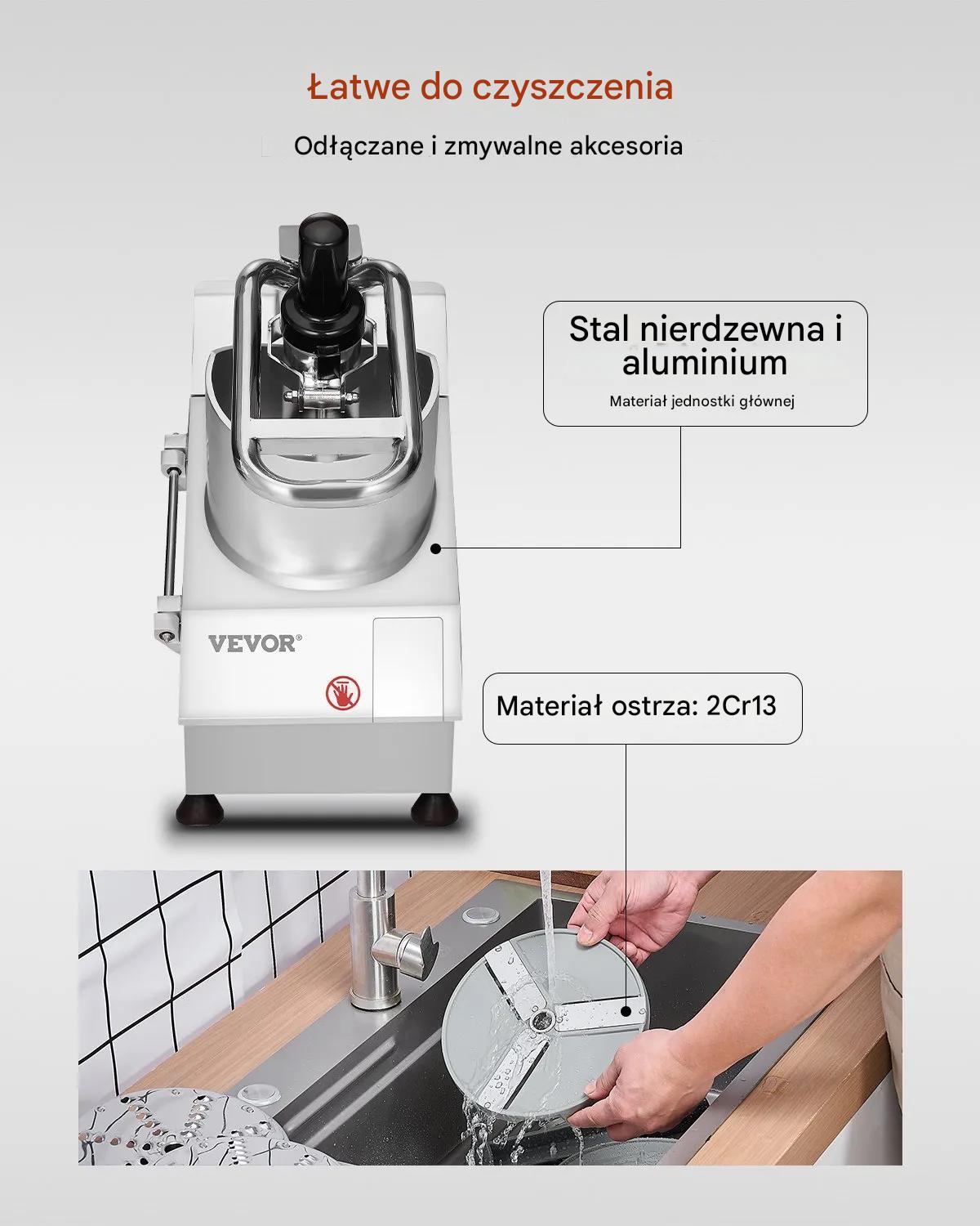 Szatkownica do warzyw elektryczna stalowa 6 tarcz do krojenia i tarcia - obrazek 7