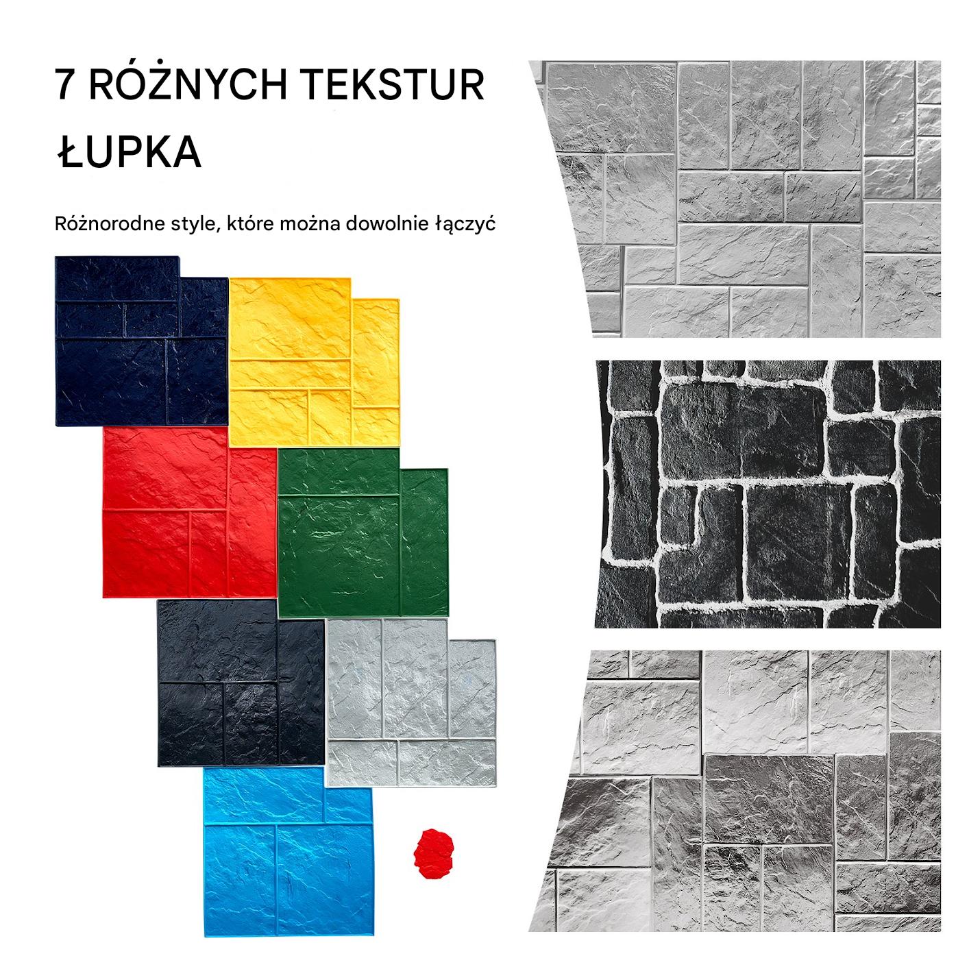 Matryca do betonu dekoracyjnego 7 szt. wzór łupka 60x60 do tarasu - obrazek 4