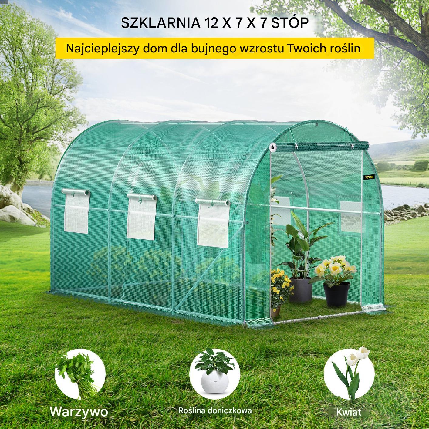 Szklarnia Tunelowa Zielona 3,7 x 2,1 x 2,1 m - obrazek 7