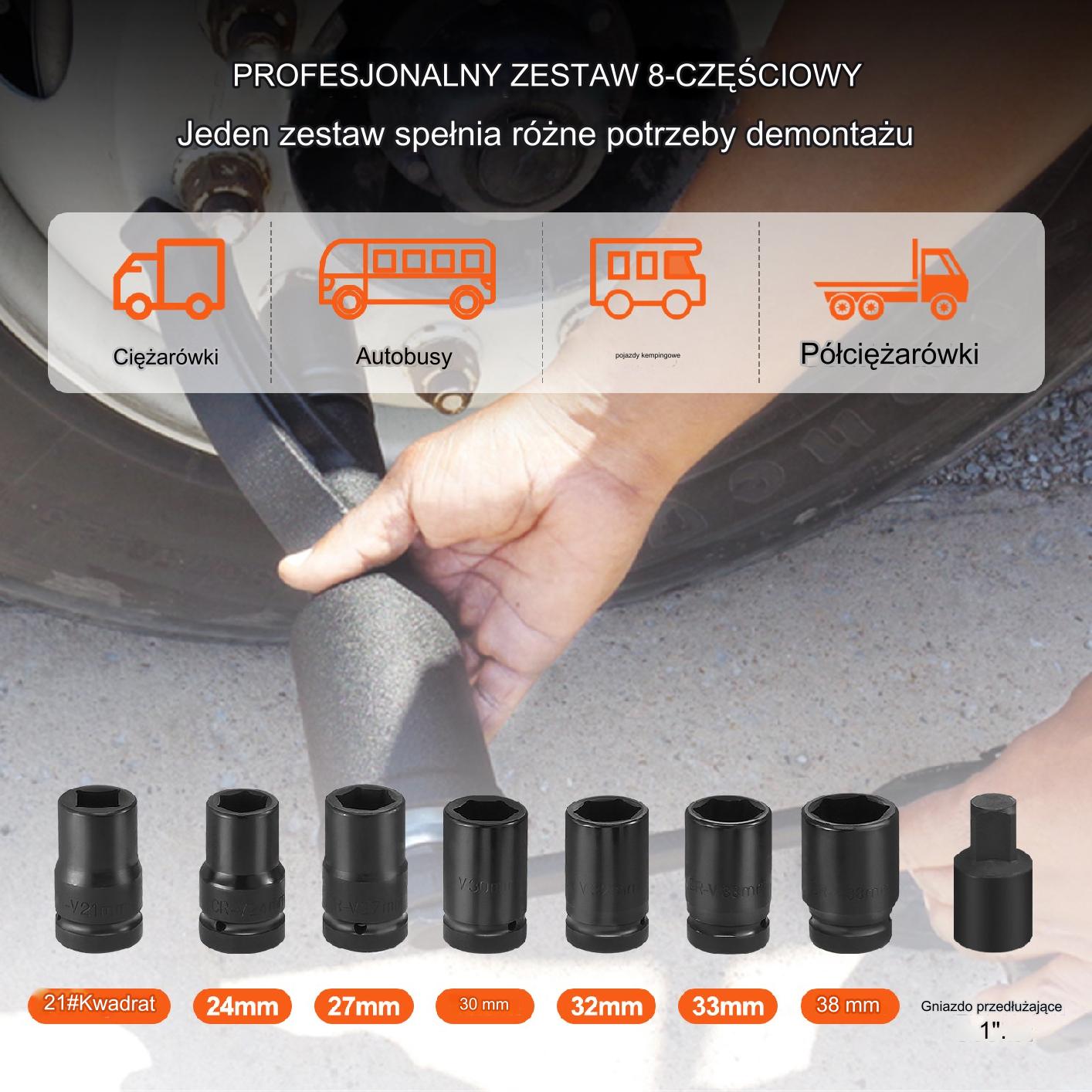 Zestaw kluczy przekładnia do odkręcania kół 6800 Nm 1" z nasadkami 21-38 mm - obrazek 5