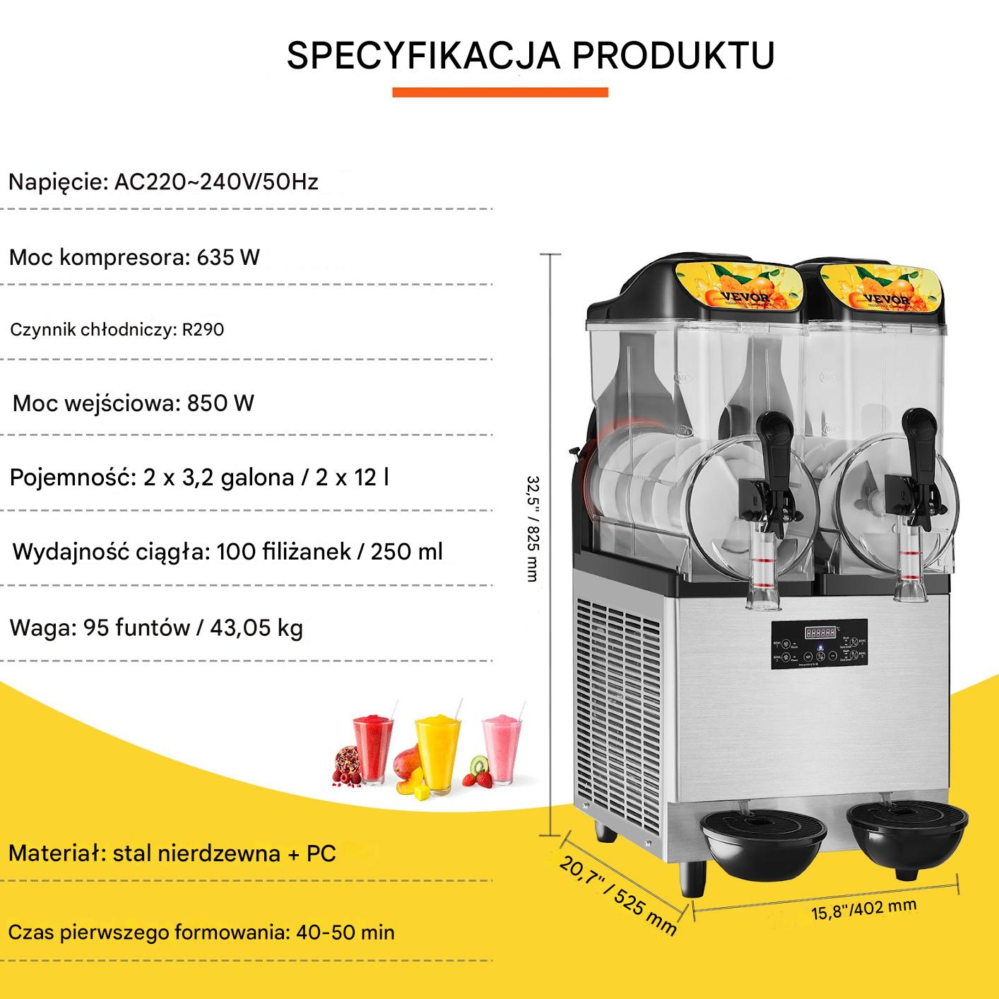 Granitor maszyna do napojów slush sorbetów smoothies podwójna 950W 2 x 12l - obrazek 2