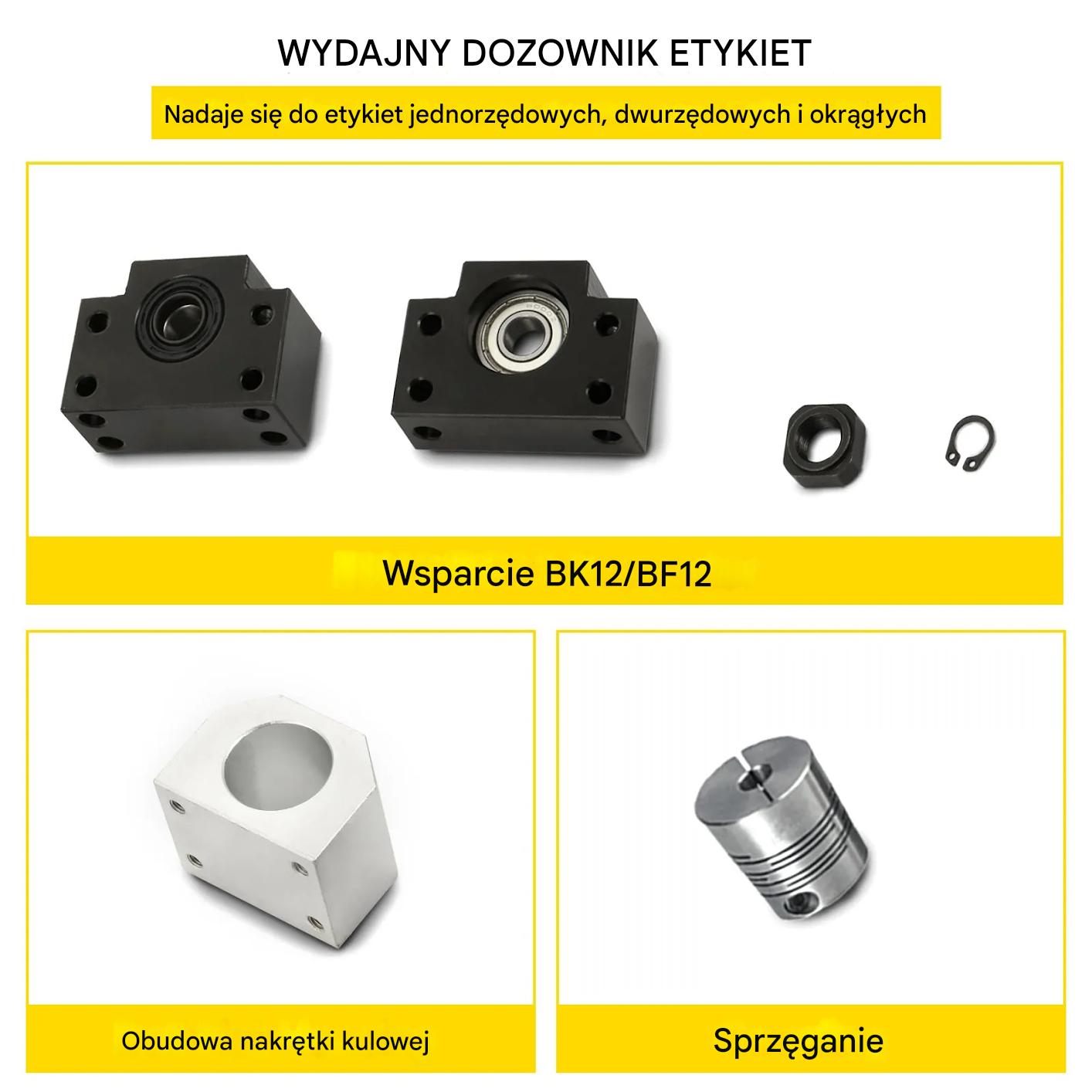 Śruba kulowa z nakrętką RM1605 1000mm z podporami BF12 BK12 i sprzęgłem CNC - obrazek 7