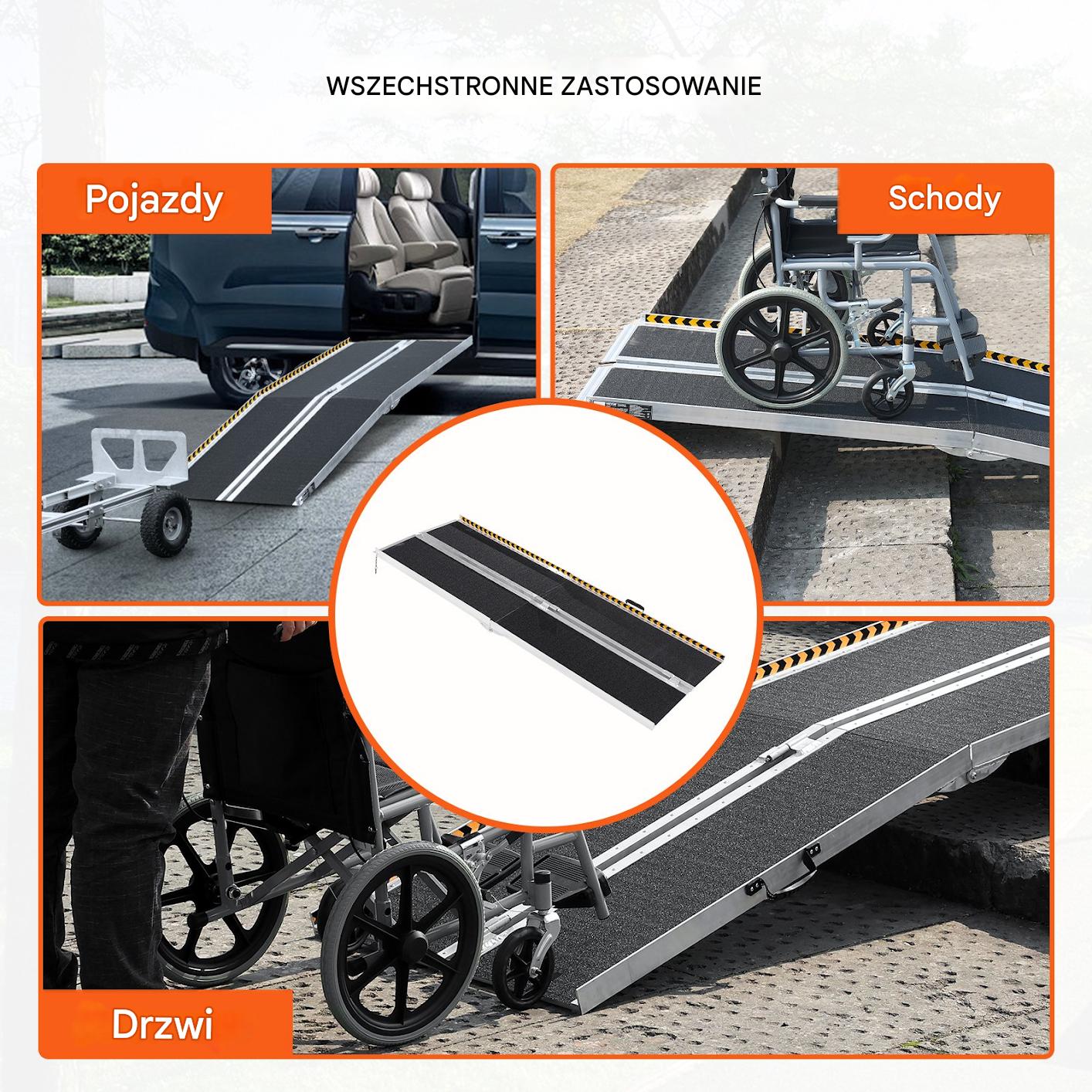 Rampa najazd dla wózków inwalidzkich 2,4 m 360 kg – aluminiowa składana - obrazek 5