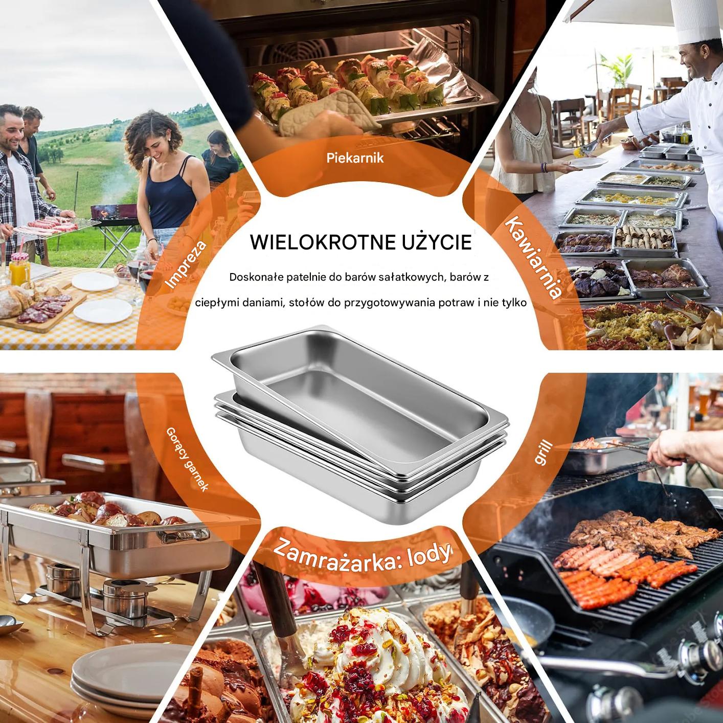 Pojemnik gastronomiczny GN 1/1 13L stalowy 4 szt do cateringu - obrazek 7