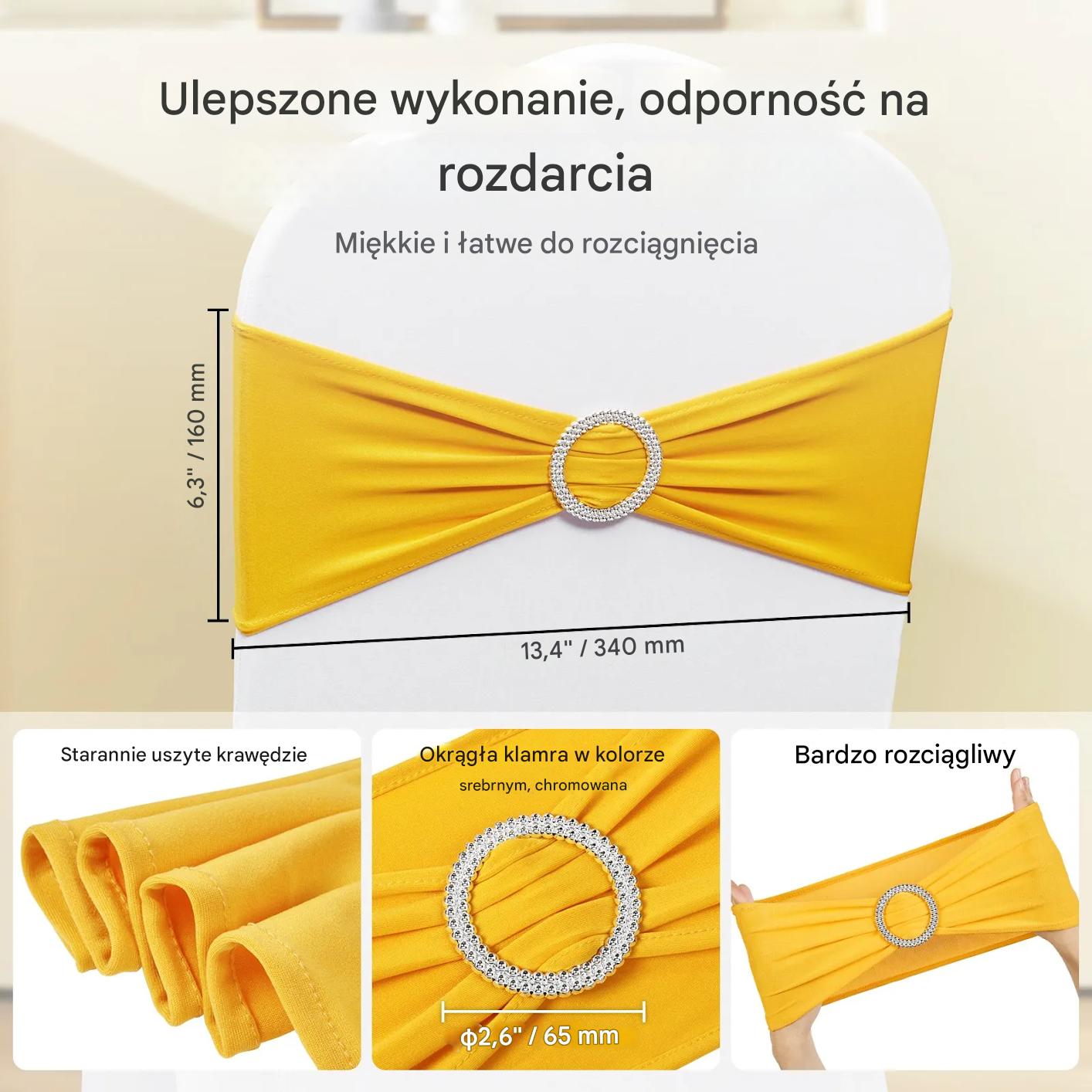 Pokrowce na krzesła 30szt rozciągliwe z szarfami na przyjęcie wesela - obrazek 5