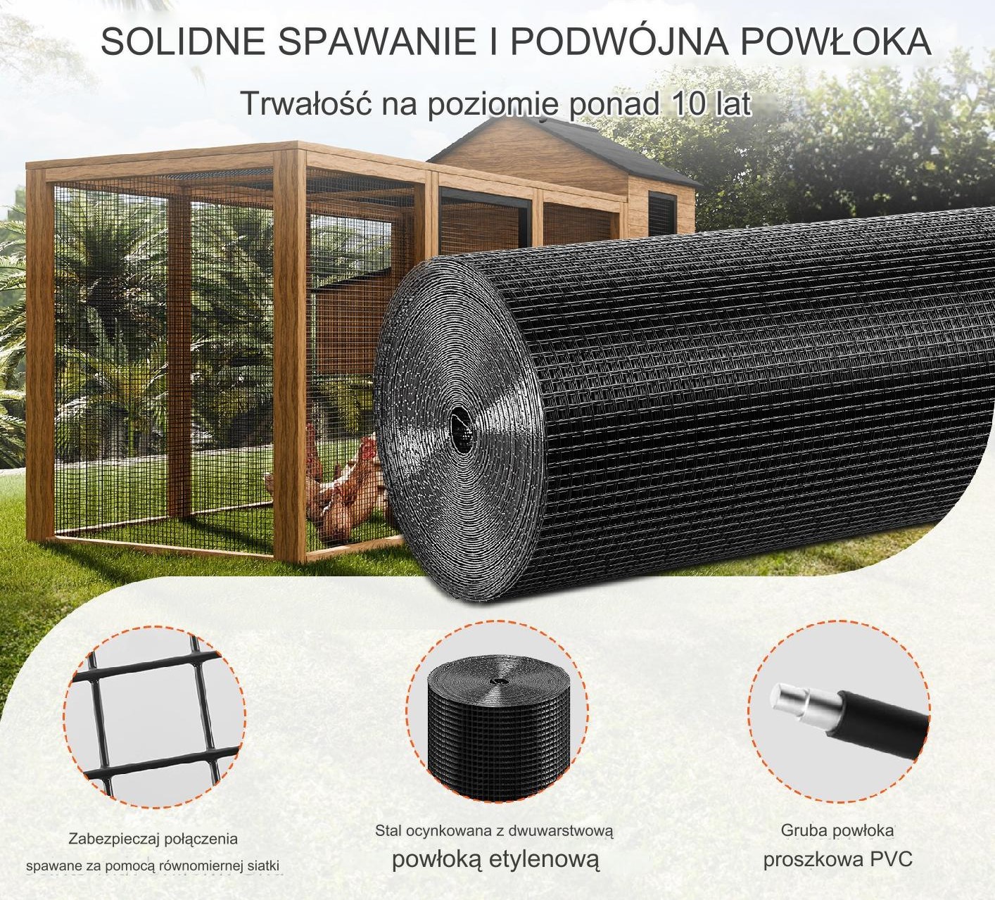 Siatka Hodowlana Metalowa Ogrodowa Ocynkowana 0.61x30.48 m - obrazek 7