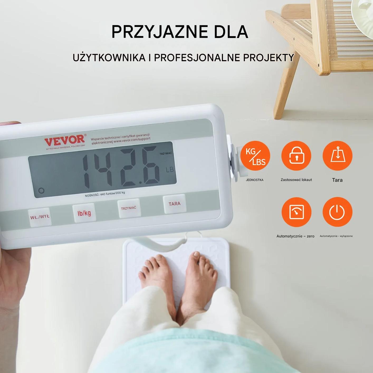 Waga medyczna cyfrowa 200kg antypoślizgowa hold/tare do gabinetu - obrazek 4