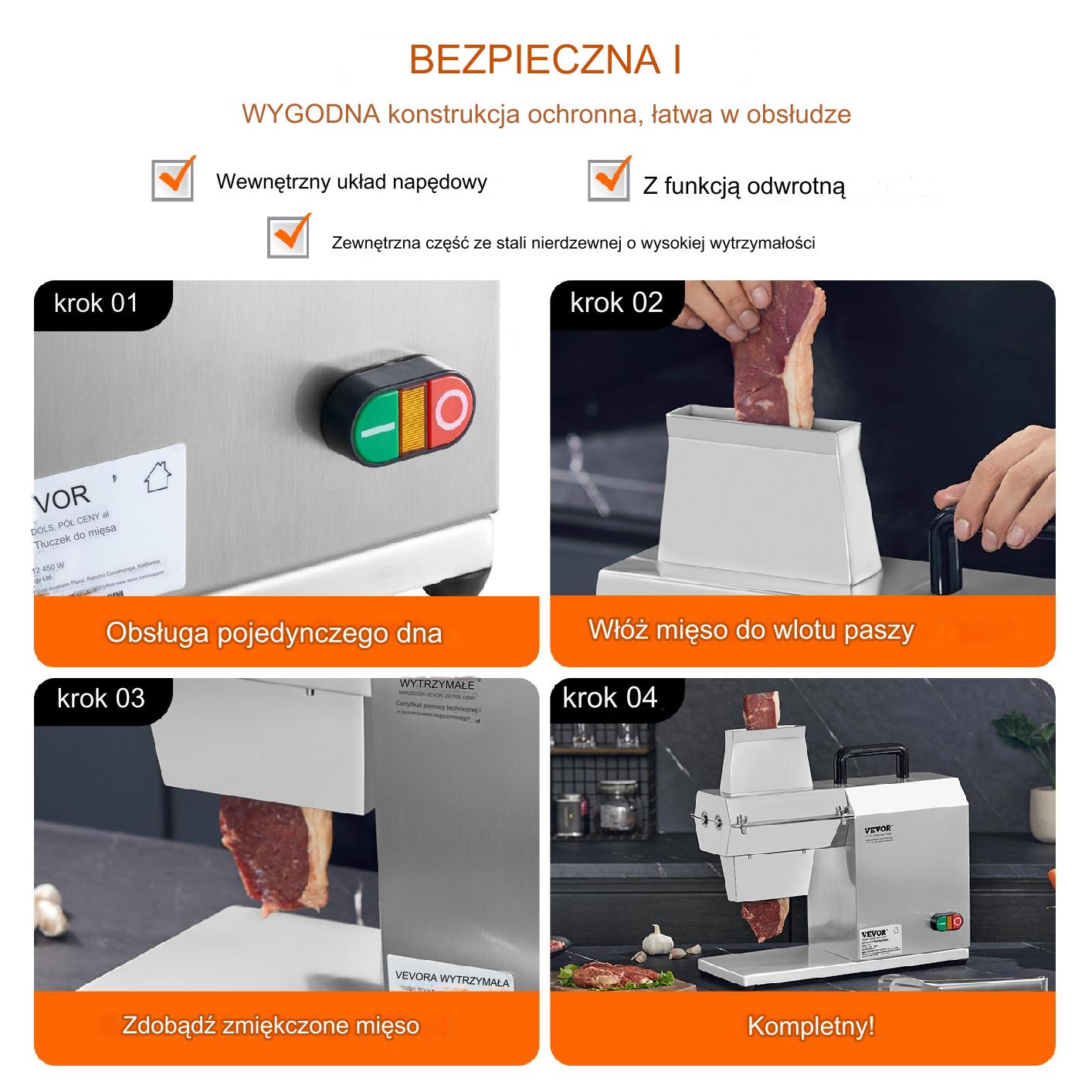 Rozdrabniacz mięsa elektryczny 450 W 54 ostrza stal nierdzewna premium - obrazek 5