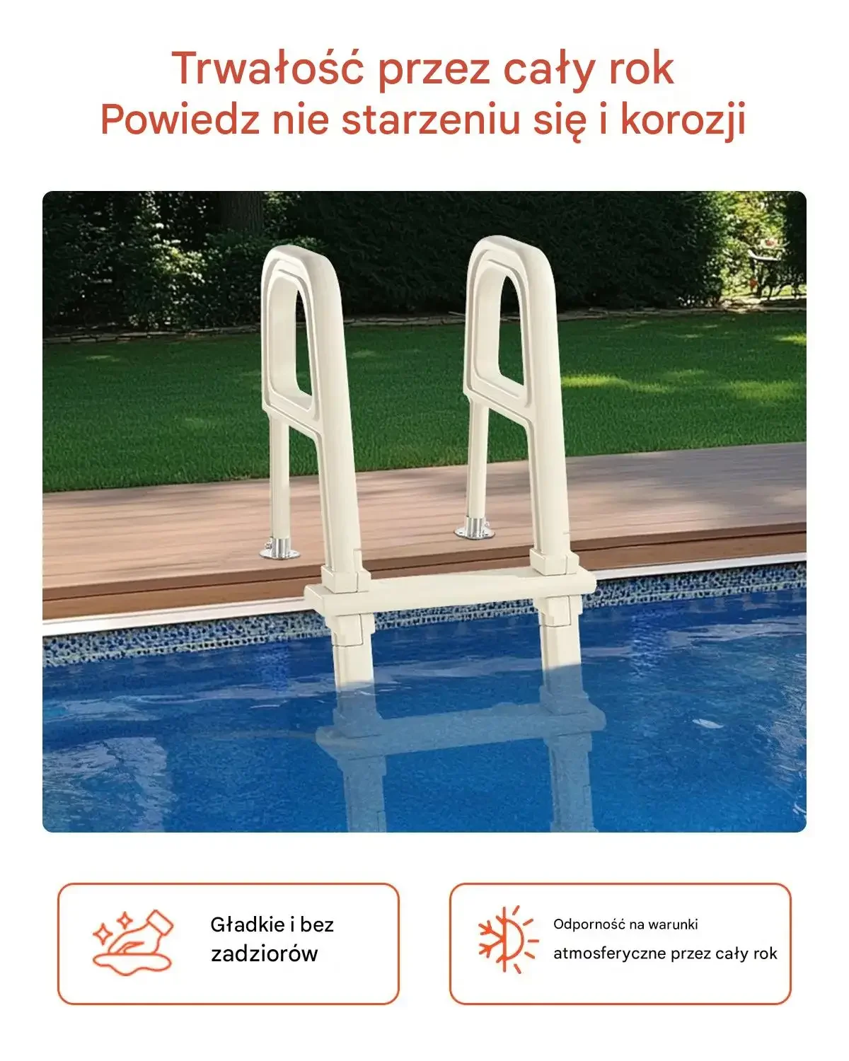 Drabinka basenowa stalowa 4 stopnie antypoślizgowa do basenu 179cm - obrazek 5
