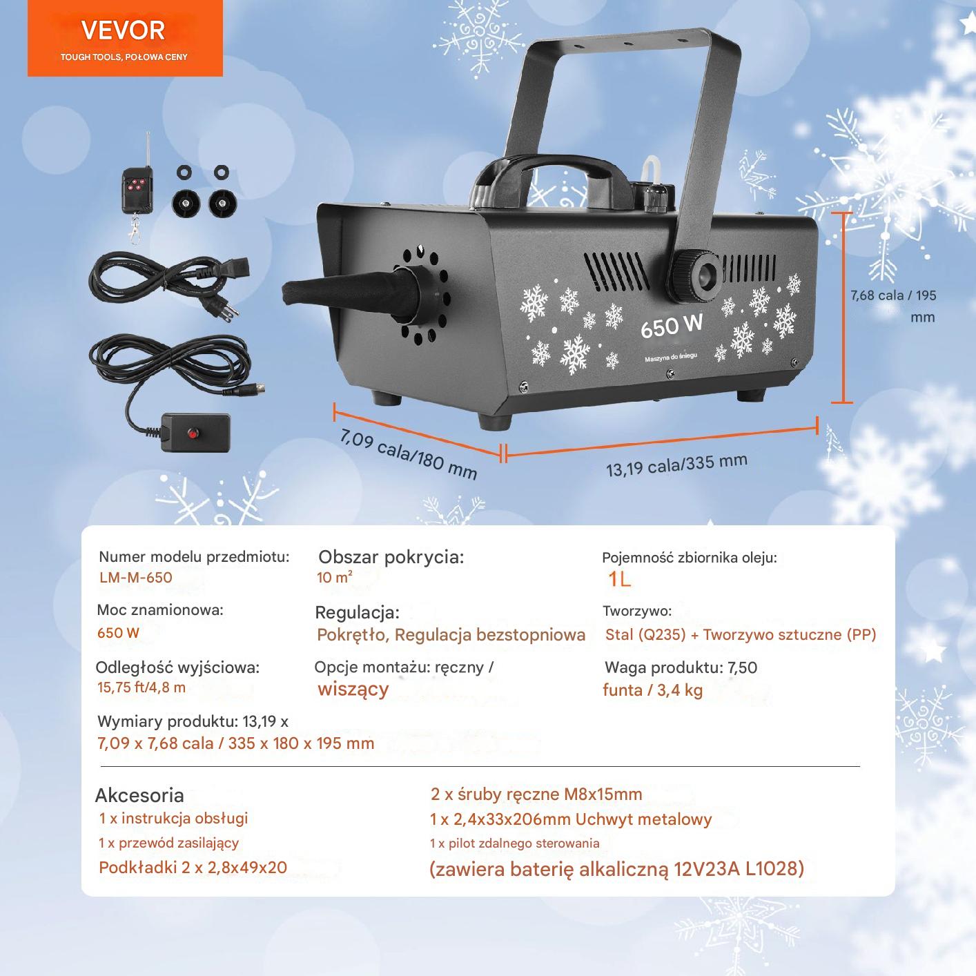 Wytwornica śniegu z pilotem 650 W - obrazek 2