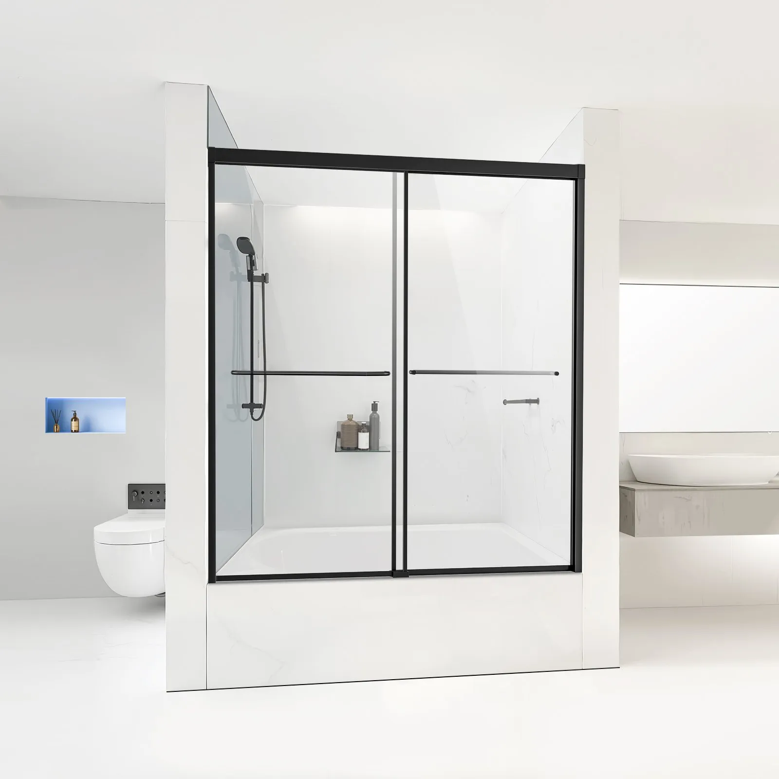 Drzwi prysznicowe 142-152 cm półbezkrawędziowe przesuwne 6 mm wannowe - obrazek 7