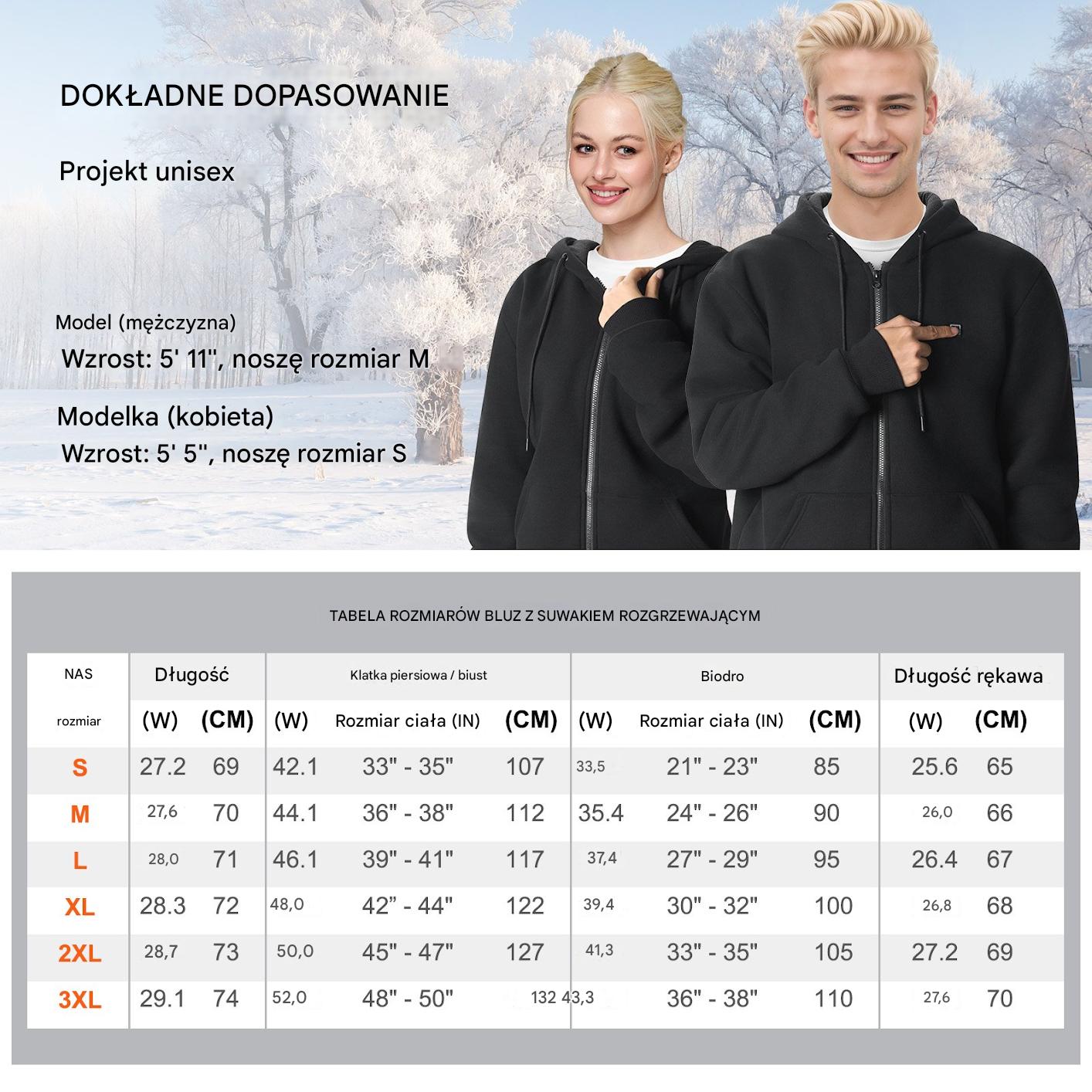 Podgrzewana Bluza z Kapturem Unisex S Zapinana - obrazek 4