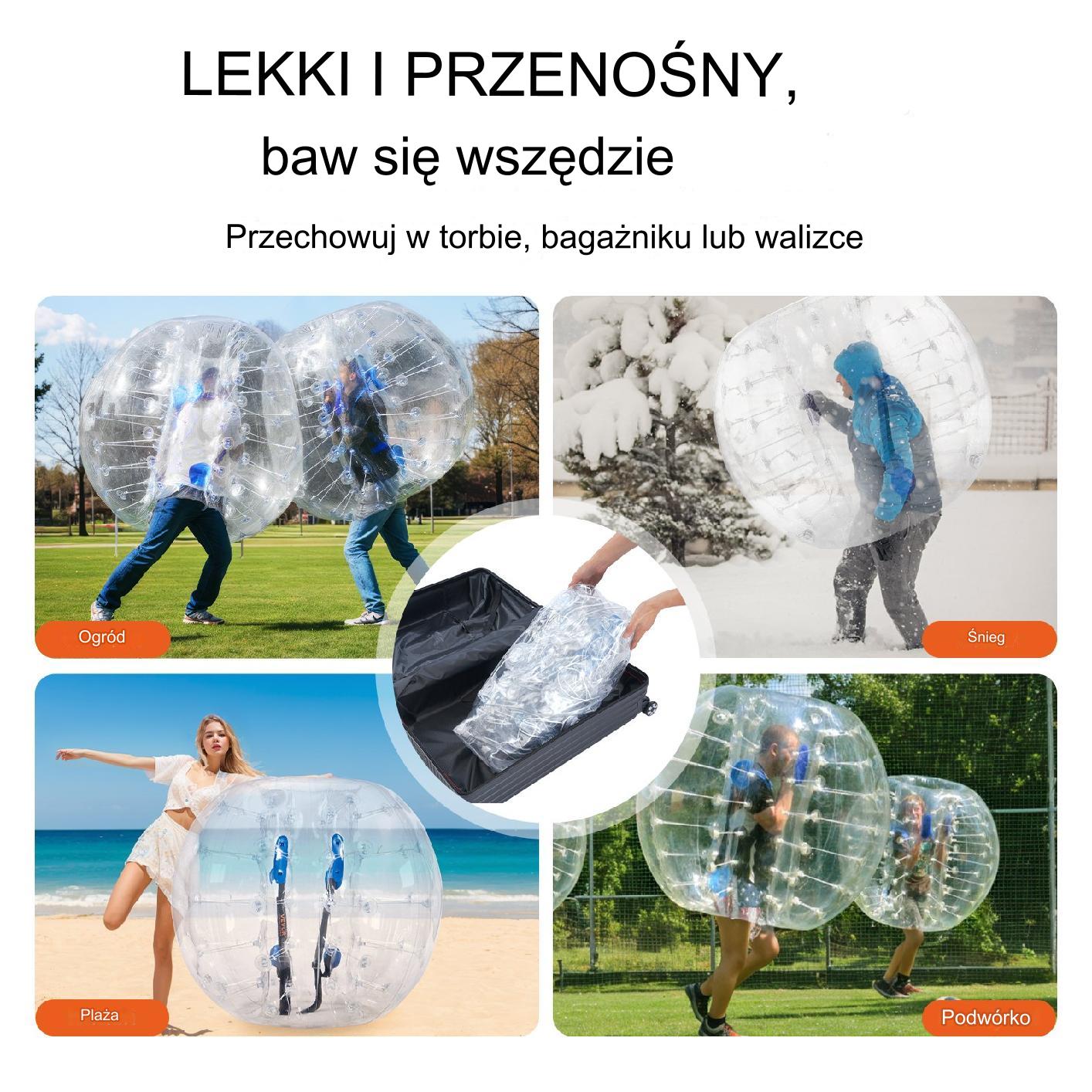 Kula bumper ball zorbing bąbelkowa ogrodowa 1.5 m przeźroczysta premium - obrazek 5