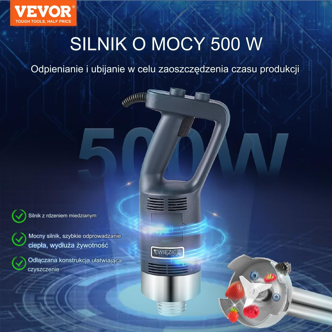 Blender ręczny mikser gastronomiczny 500W - obrazek 7