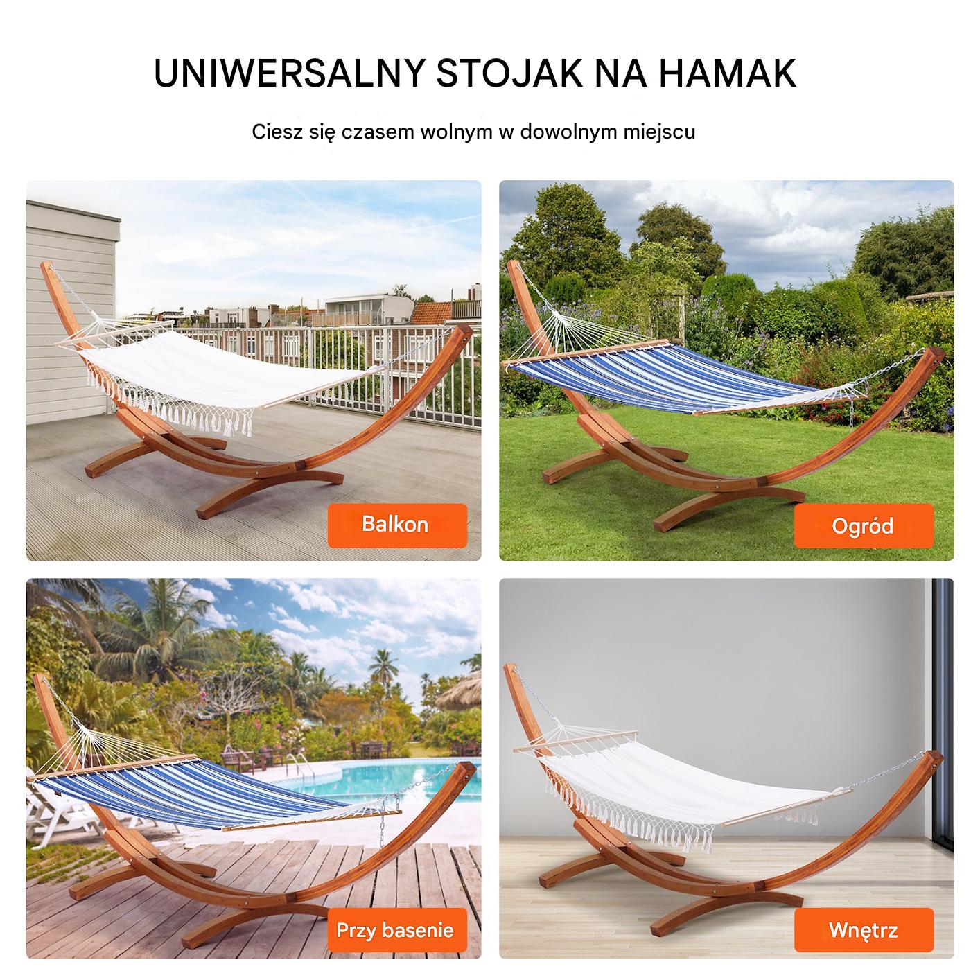 Stelaż Drewniany do Hamaka 422 cm Łukowa Konstrukcja z Modrzewia - obrazek 6