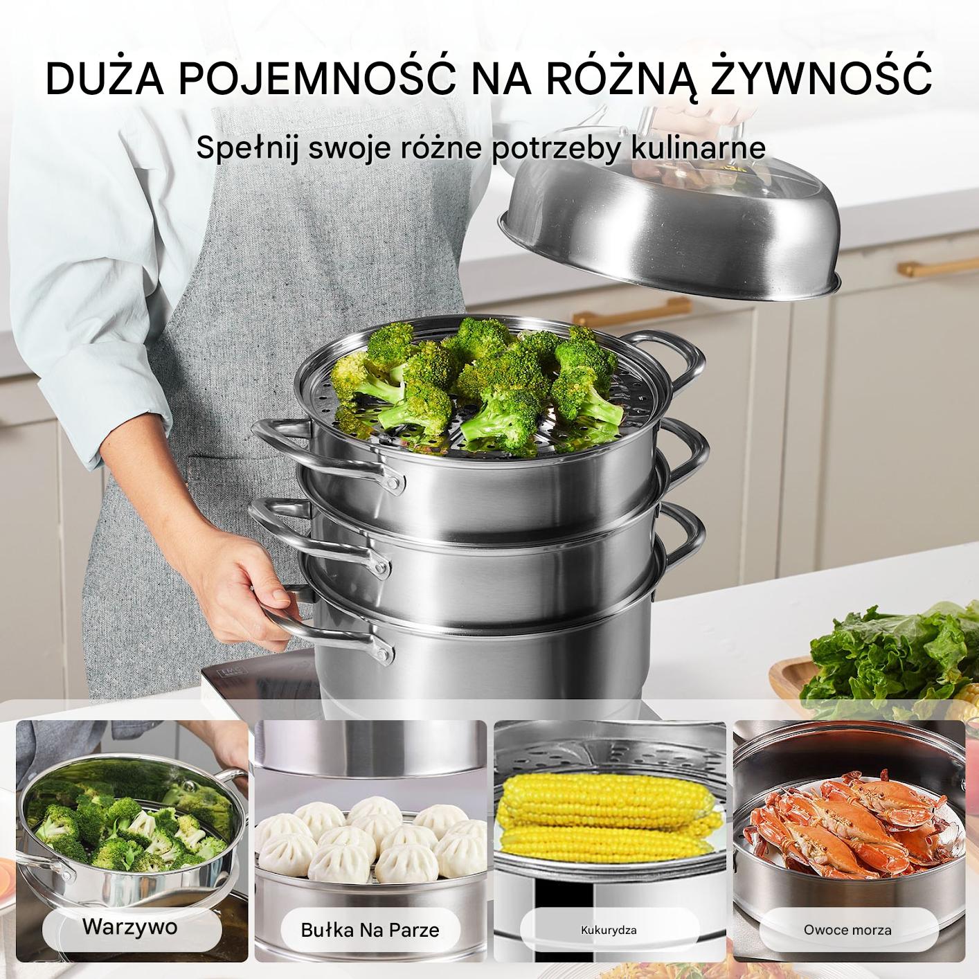 PAROWAR GARNEK do gotowania na parze gastronomiczny 5 poziomów 30 cm - obrazek 3